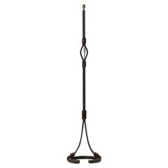 Mid-Century Leather and Iron Floor Lamp by Jean-Pierre Ryckaert (No.2)