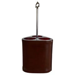 Mid-century Leather and Metal Bottle Holder, 1970s, Germany