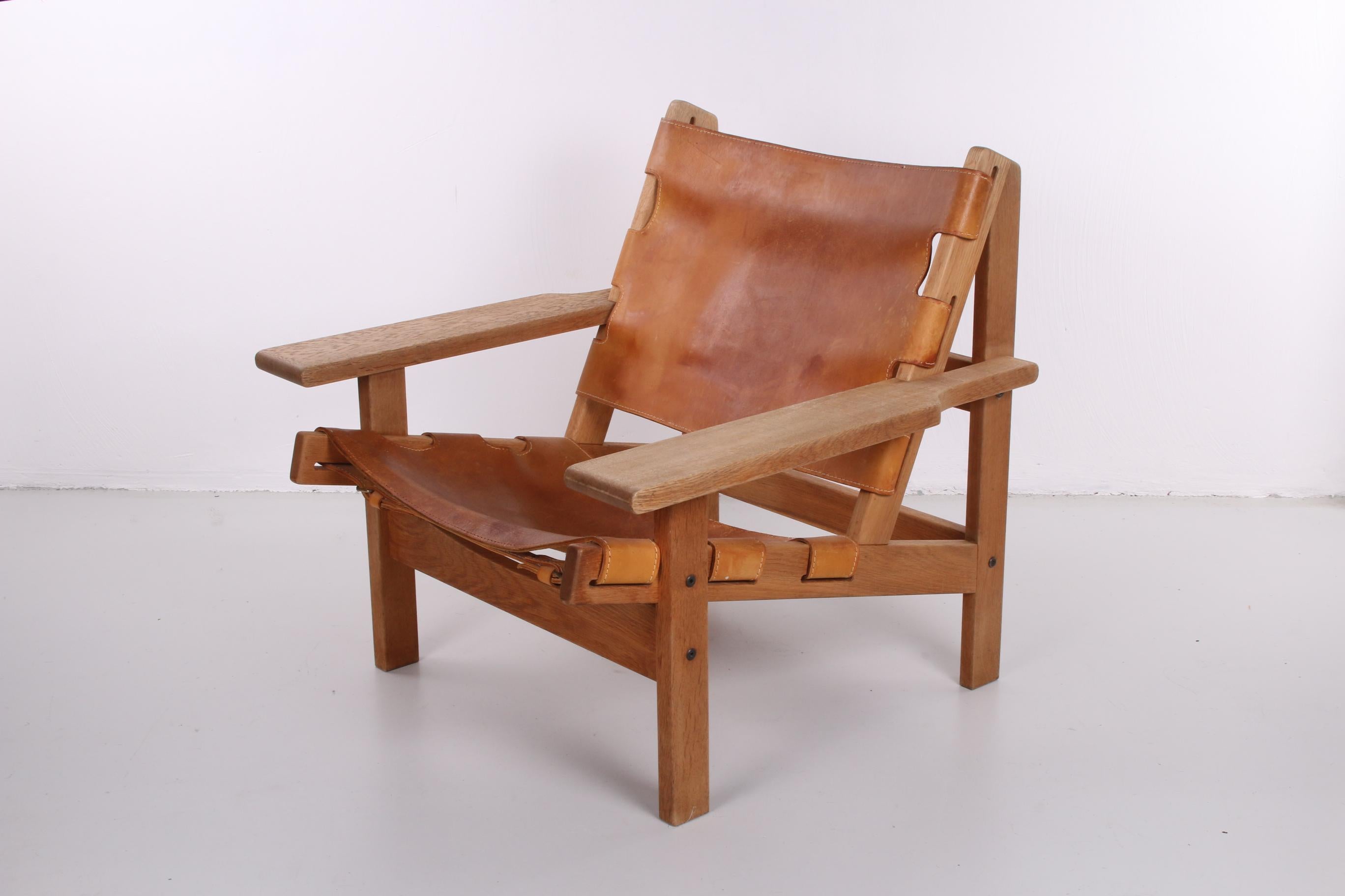 Mid-Century Modern Mid-Century Leather and Oak Safari Chair by Kurt Østervig for KP Møbler