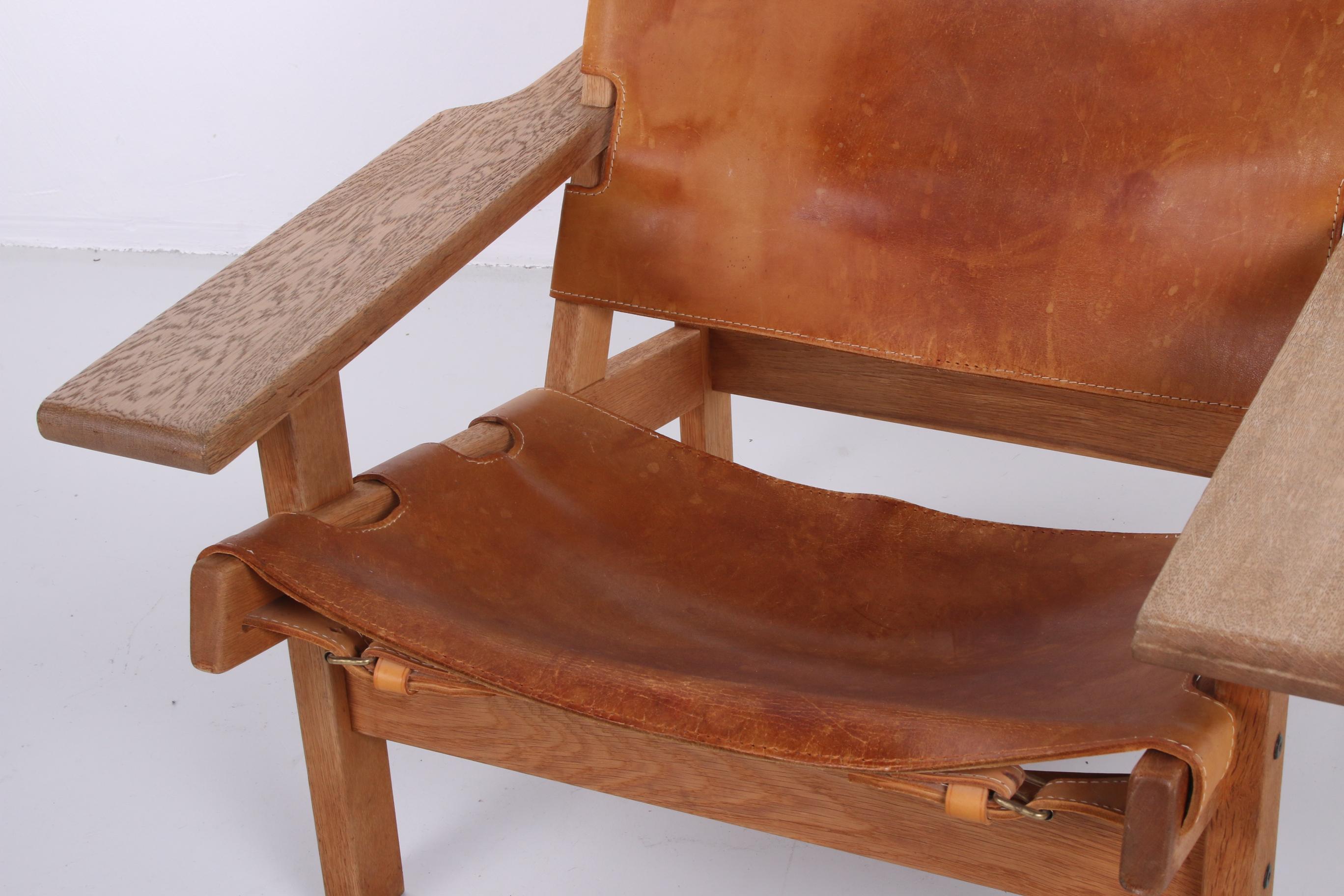 Mid-Century Leather and Oak Safari Chair by Kurt Østervig for KP Møbler 1