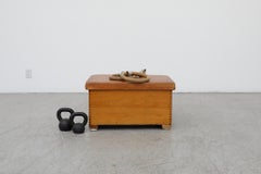 Mid-Century Leather and Pine gym bench