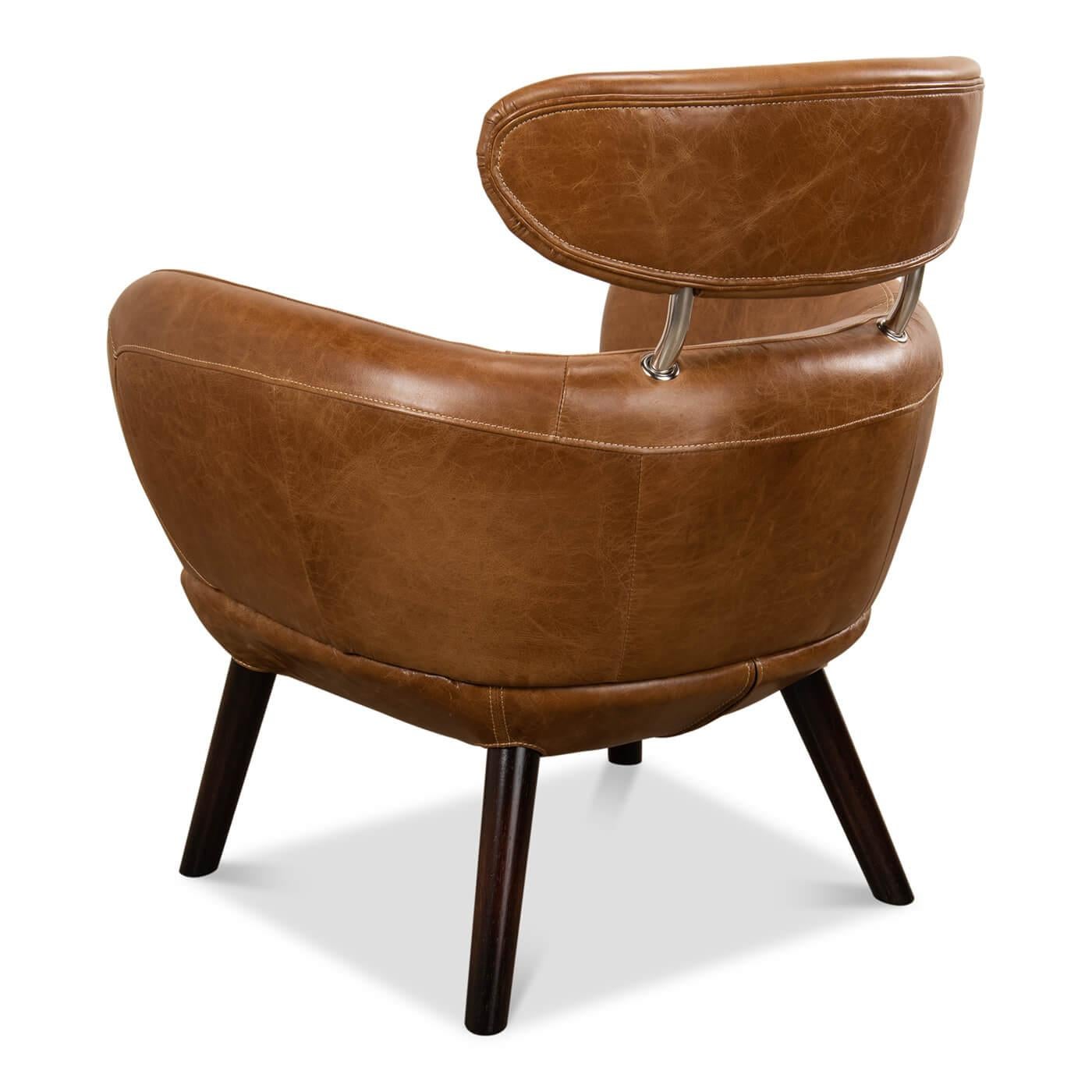 Mid Century Leather Armchair In New Condition For Sale In Westwood, NJ
