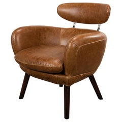 Fauteuil en cuir du milieu du siècle