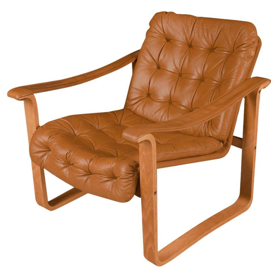 Mid-Century, Leather Armchair OY BJ Dahlqvist AB, Finland For Sale