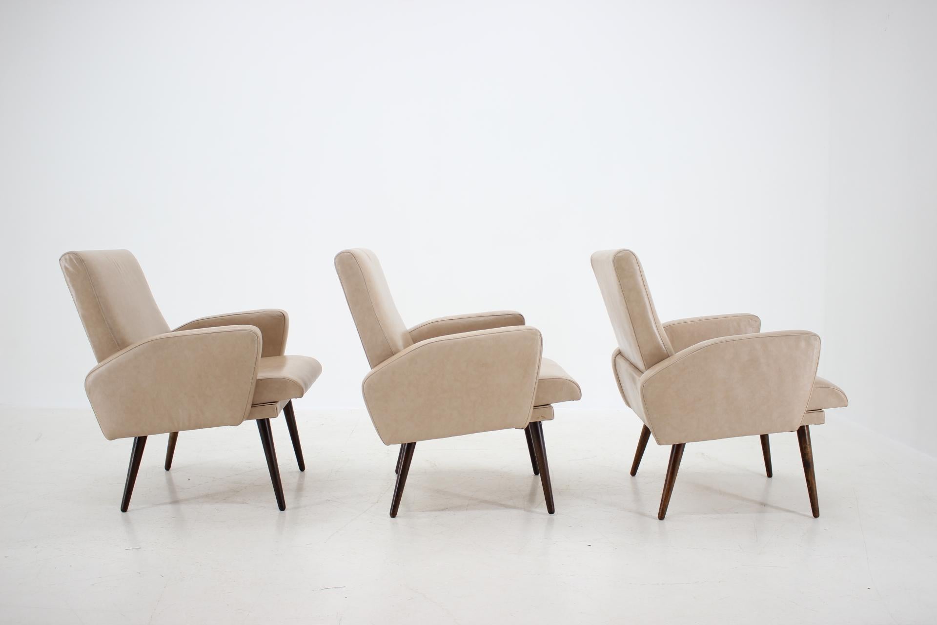 Late 20th Century Midcentury Leather Armchairs Designed by Miroslav Navrátil, 1970s
