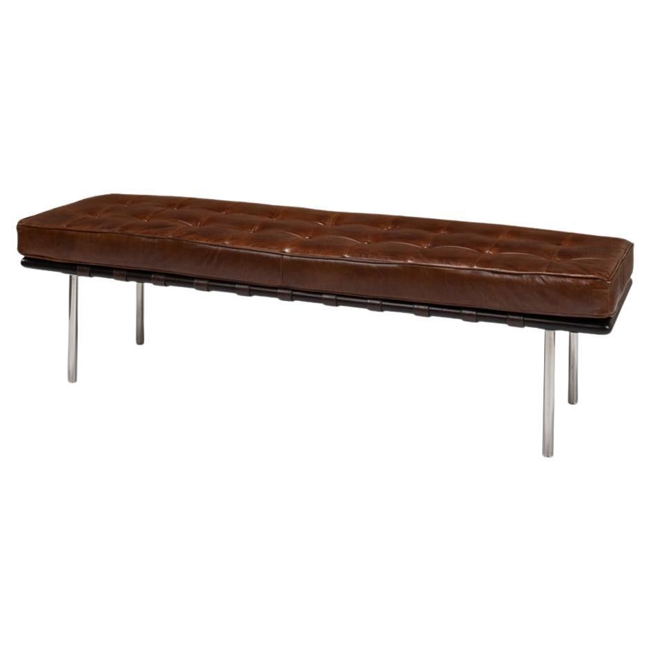 Mid Century Leather Bench For Sale