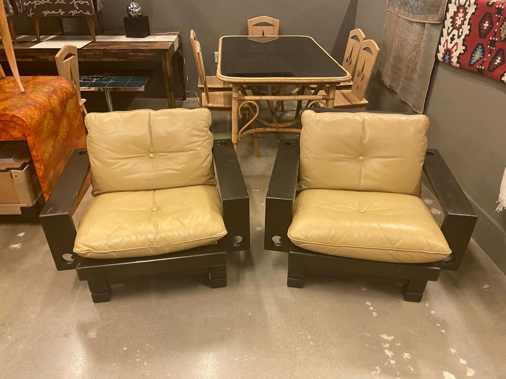 Mid Century Leather Chairs, 1960's In Good Condition In Austin, TX