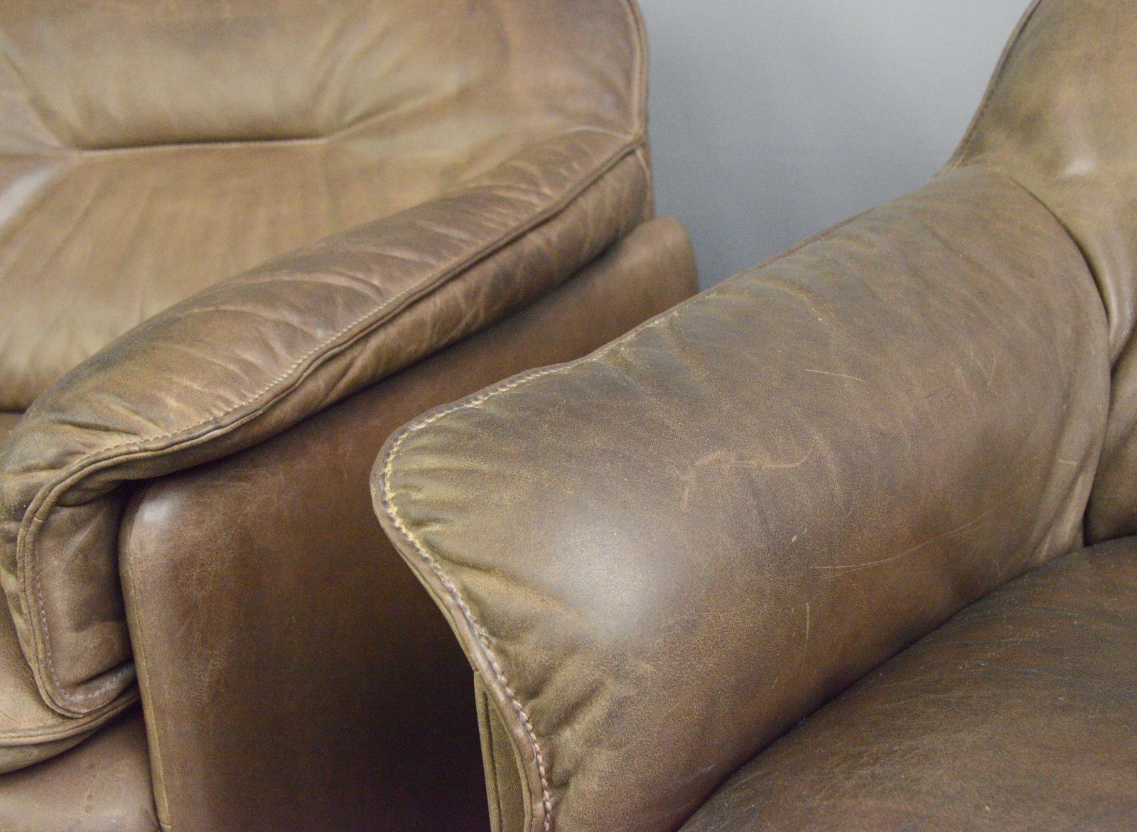 Swiss Midcentury Leather Chairs by De Sede, circa 1960s