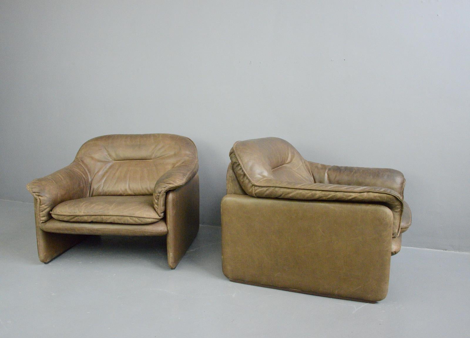 Midcentury Leather Chairs by De Sede, circa 1960s 2