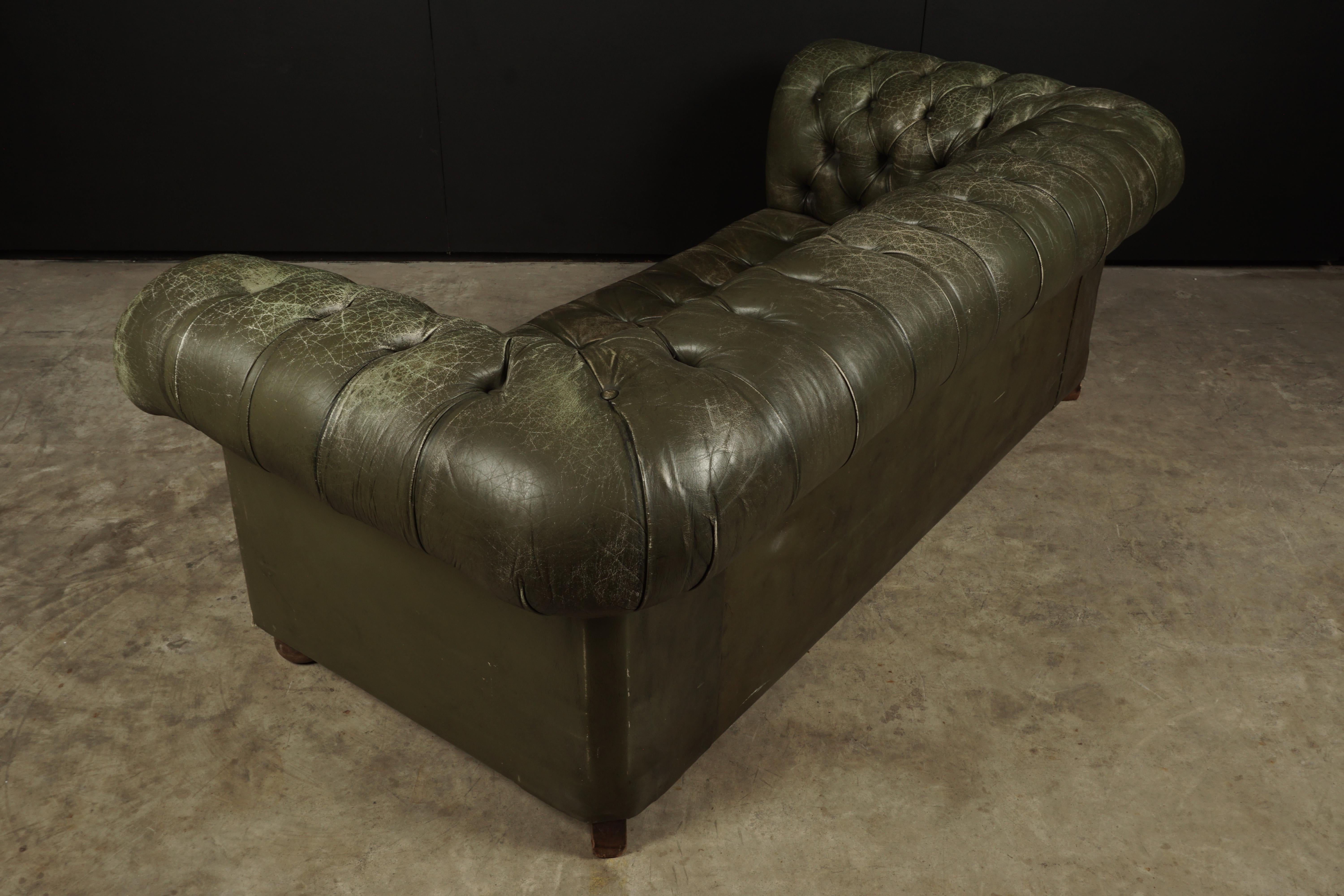 European Vintage Leather Chesterfield Sofa from England, circa 1960