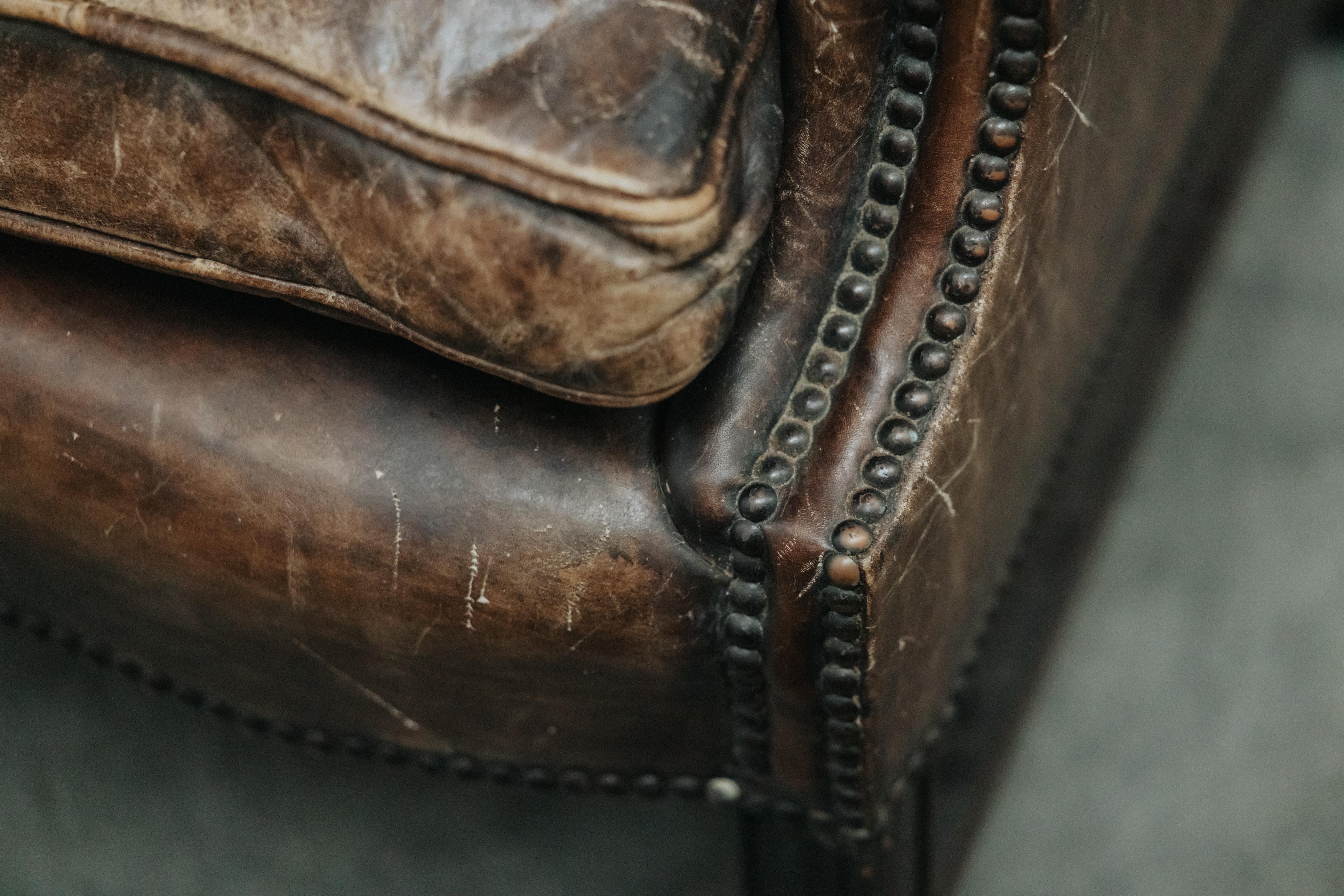 Mid Century Leather Chesterfield Sofa From France, Circa 1950 For Sale 5