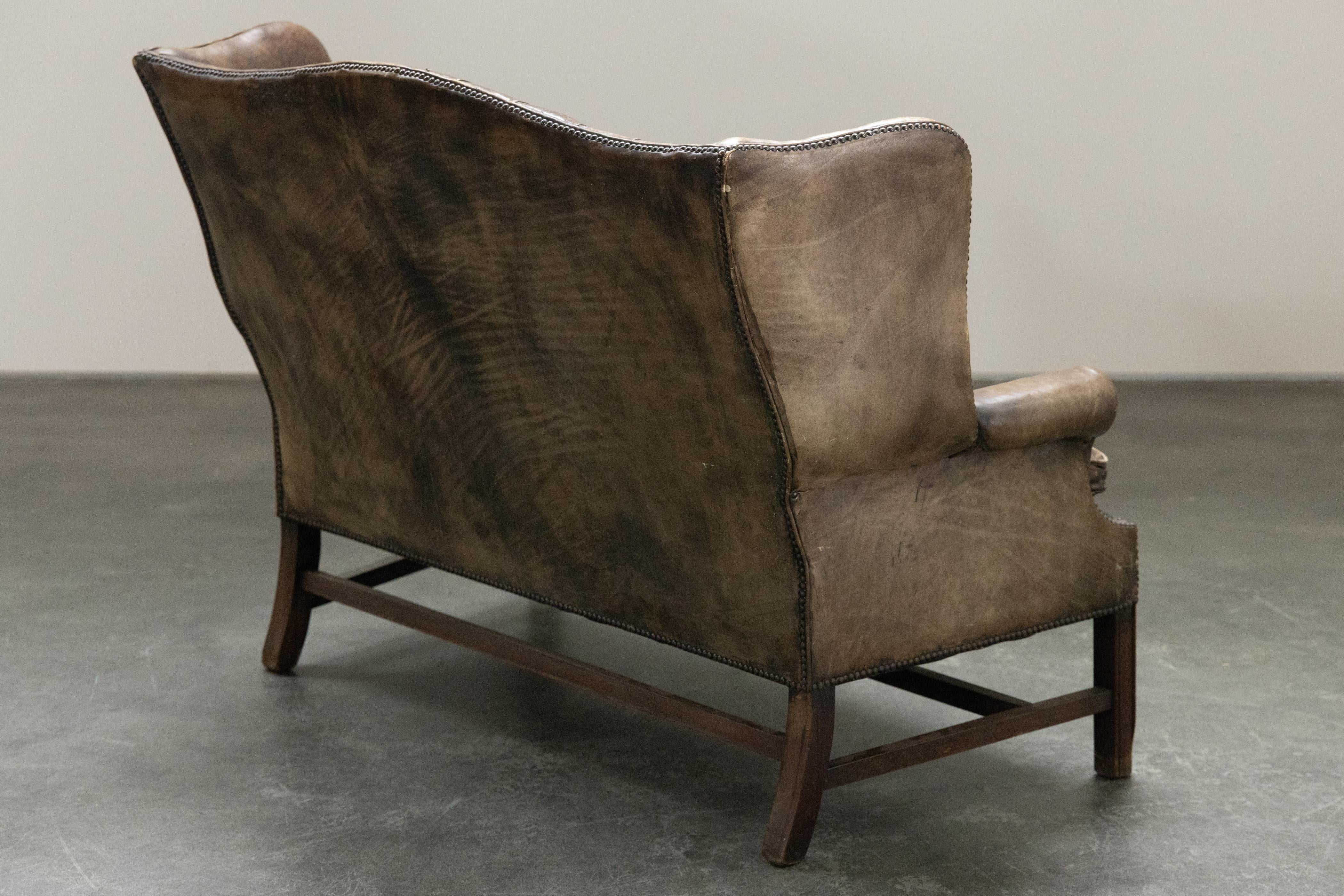 Mid Century Leather Chesterfield Sofa From France, Circa 1950 For Sale 1