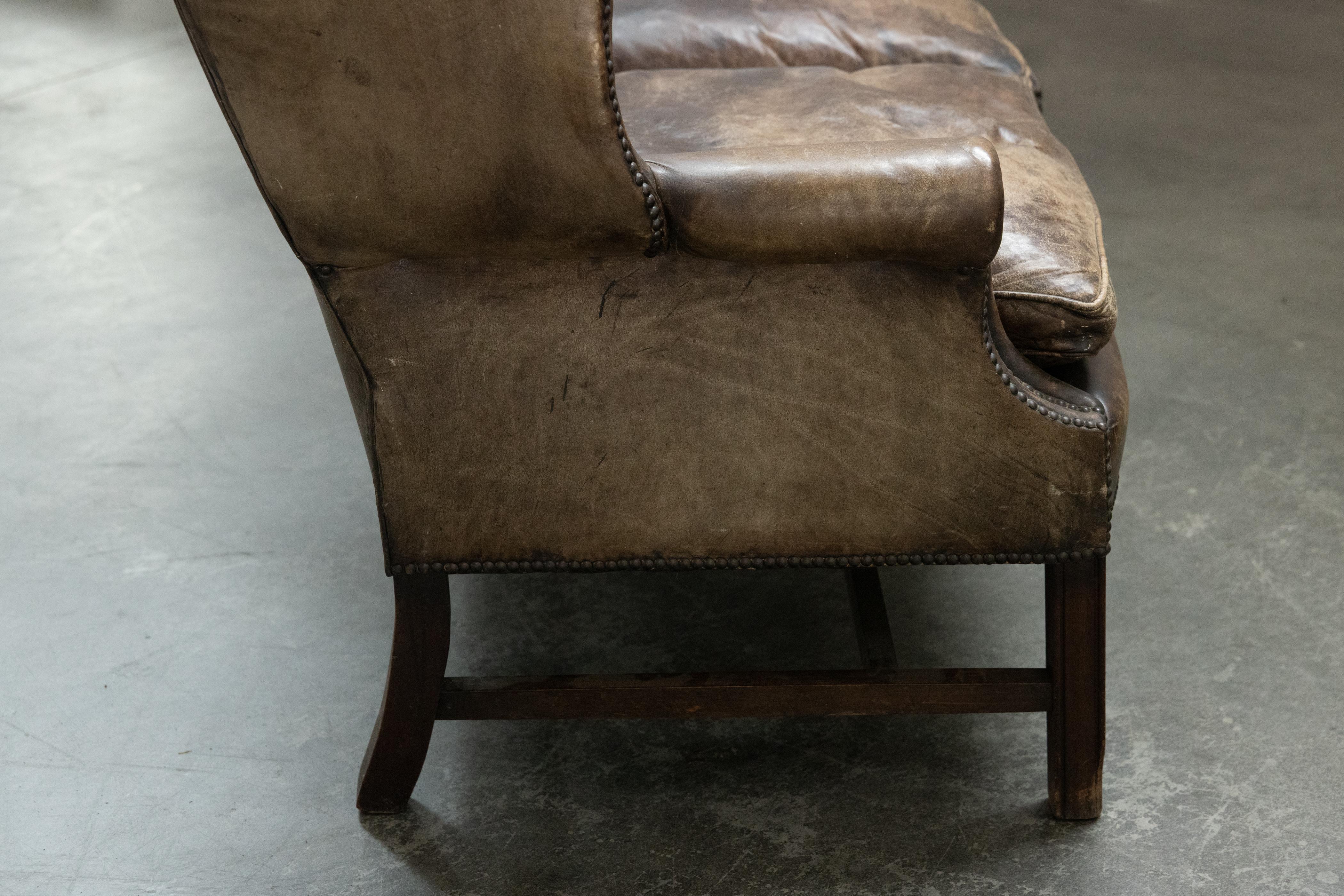 Mid Century Leather Chesterfield Sofa From France, Circa 1950 For Sale 2