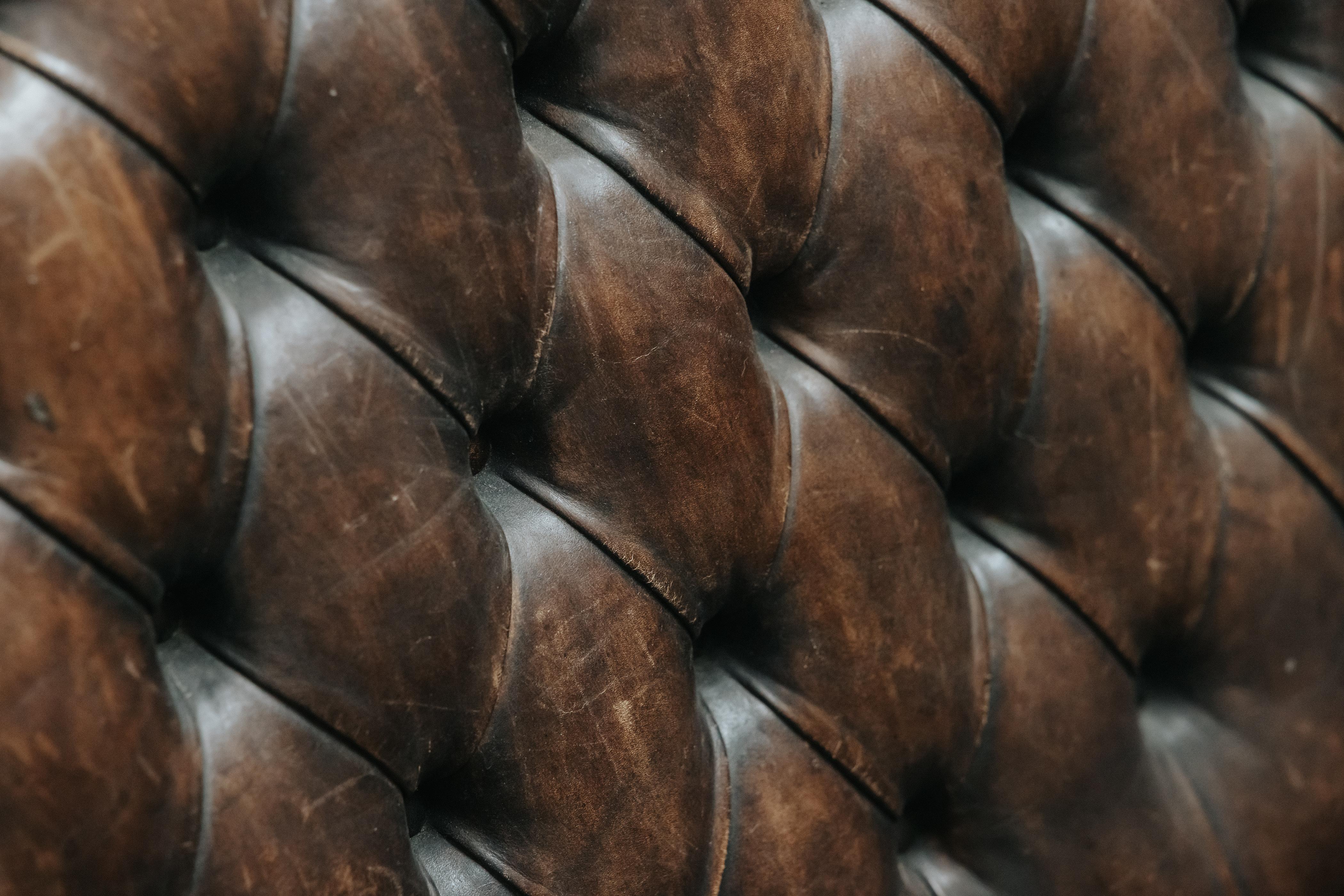 Mid Century Leather Chesterfield Sofa From France, Circa 1950 For Sale 3