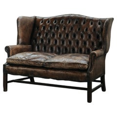Mid Century Leather Chesterfield Sofa From France, Circa 1950