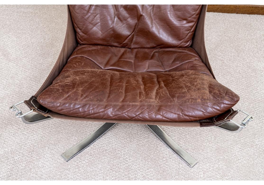 Mid-century Leather Chrome Lounge Chair By Sigurd Ressell for Restoration For Sale 2