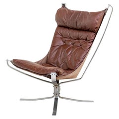 Retro Mid-century Leather Chrome Lounge Chair By Sigurd Ressell for Restoration