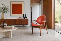 Mid-Century Leather "Clam Shell" Armchair by Seymour J. Wiener for Kodawood