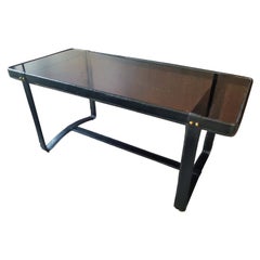 Midcentury Leather Coffee Table by Jacques Adnet, France, 1950