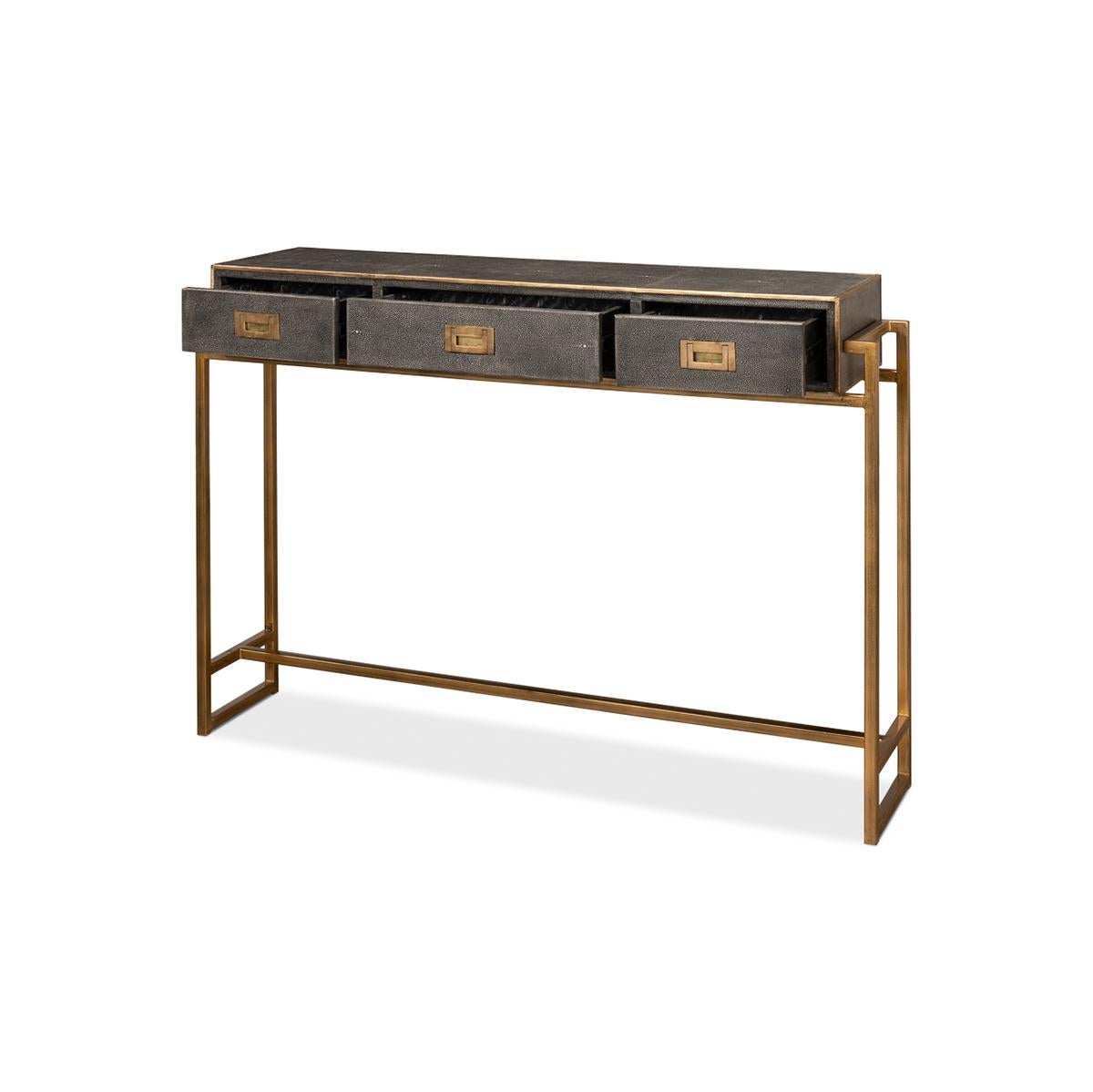 Mid-Century Modern Mid Century Leather Console Table For Sale