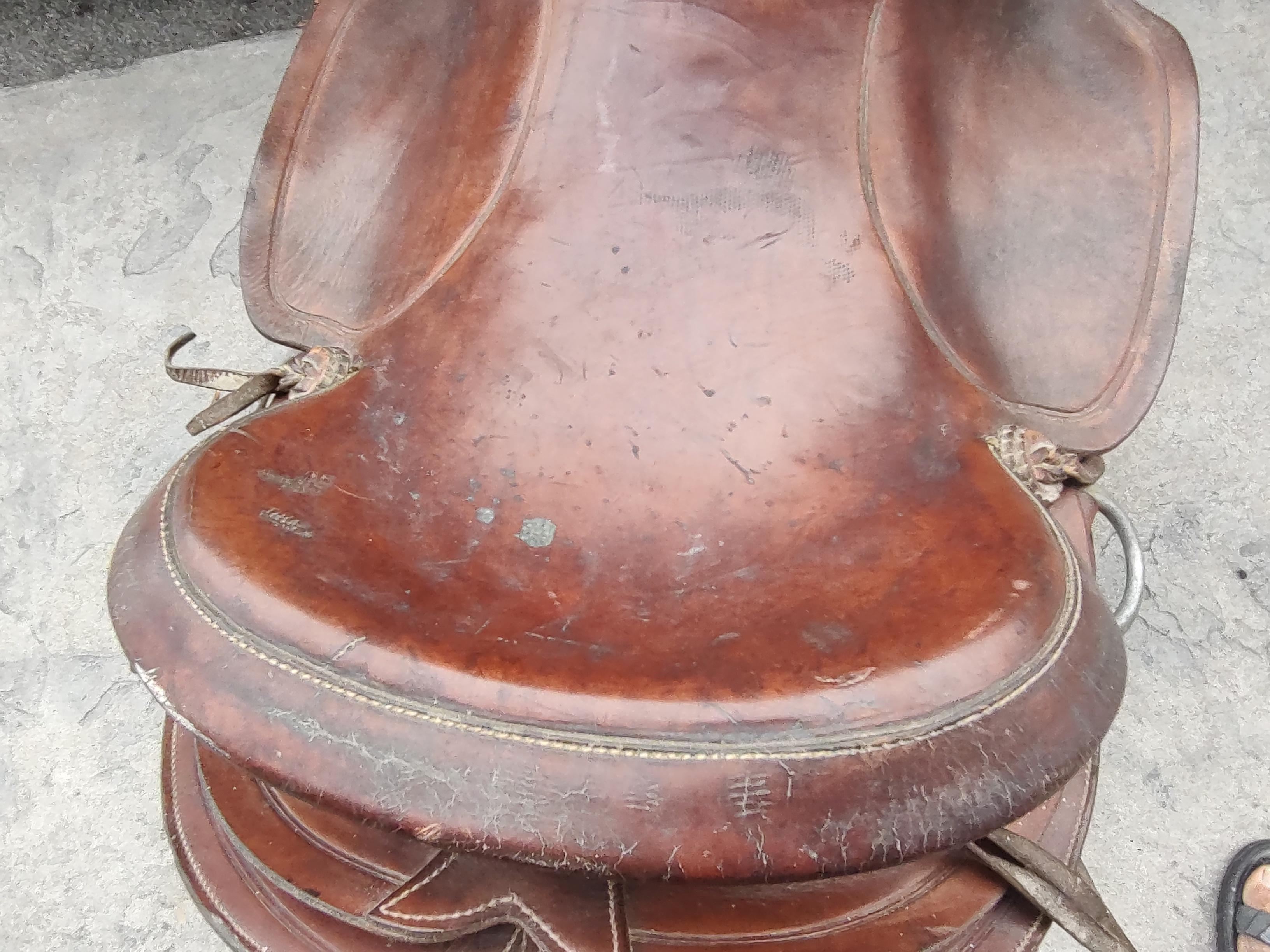 American Mid Century Leather Cowboy Saddle by Simco For Sale