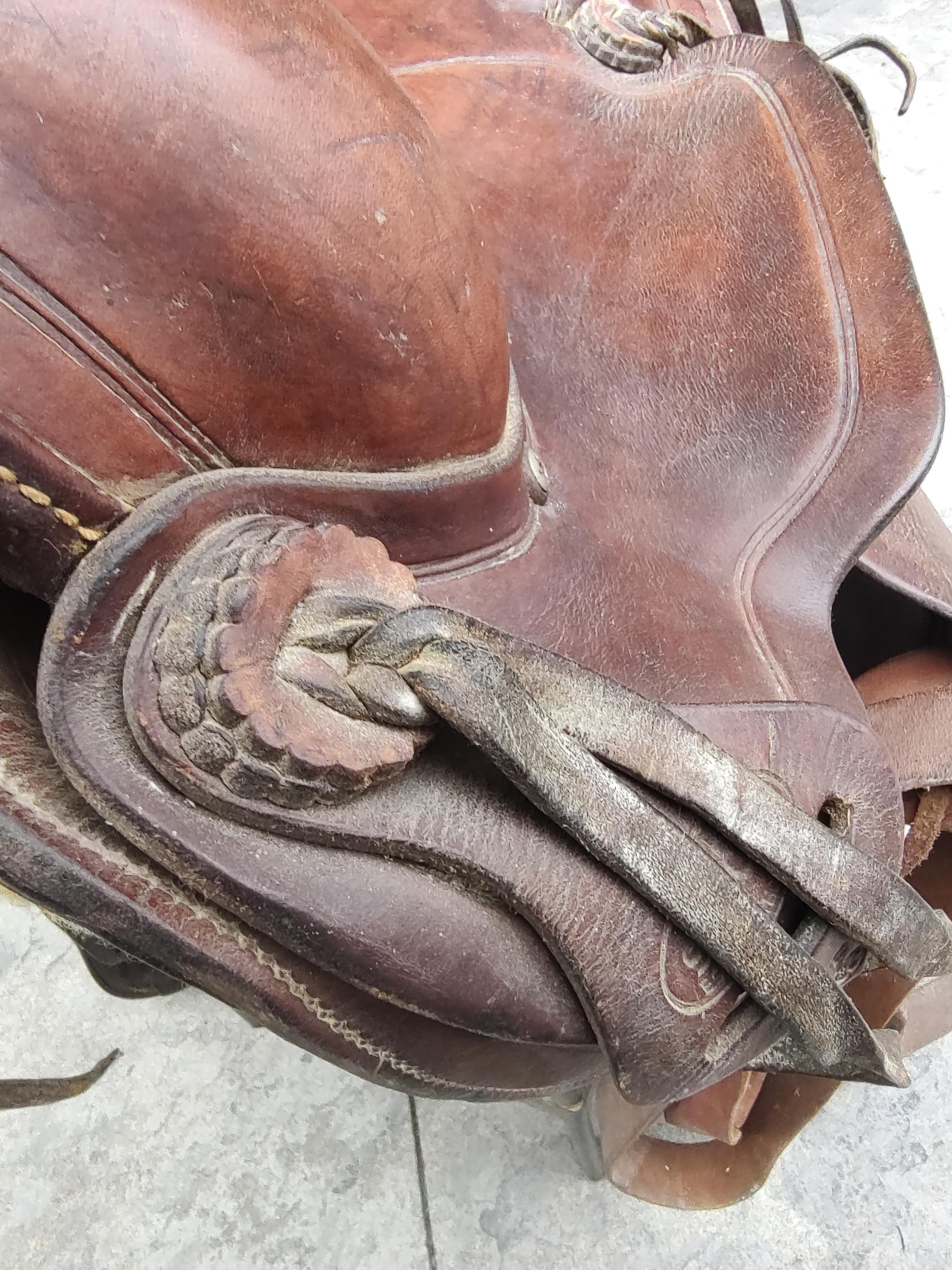 Mid-20th Century Mid Century Leather Cowboy Saddle by Simco For Sale