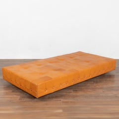 Mid Century Leather Day Bed Large Ottoman, Denmark circa 1980