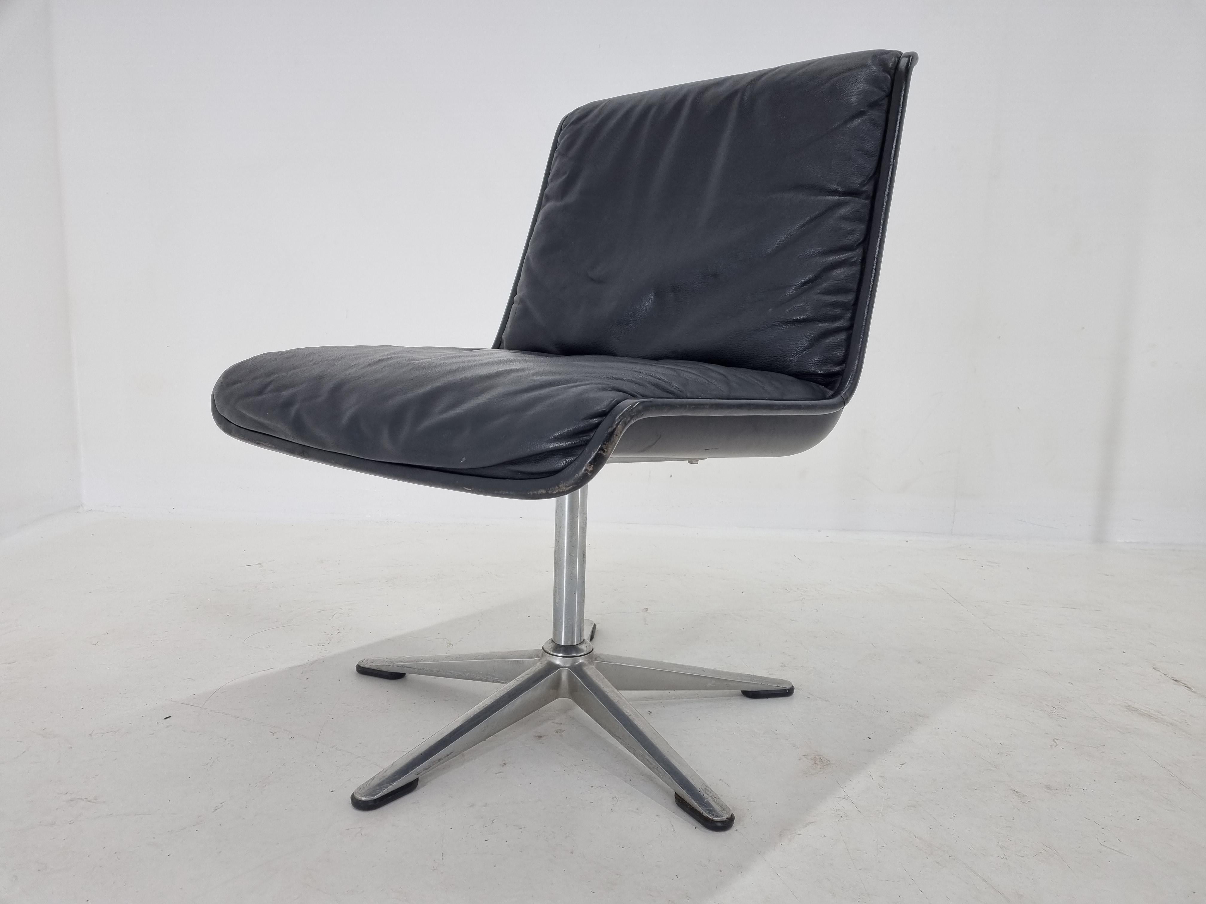 Late 20th Century Mid Century Leather Desk Chair Delta Wilkhahn, 1970s For Sale