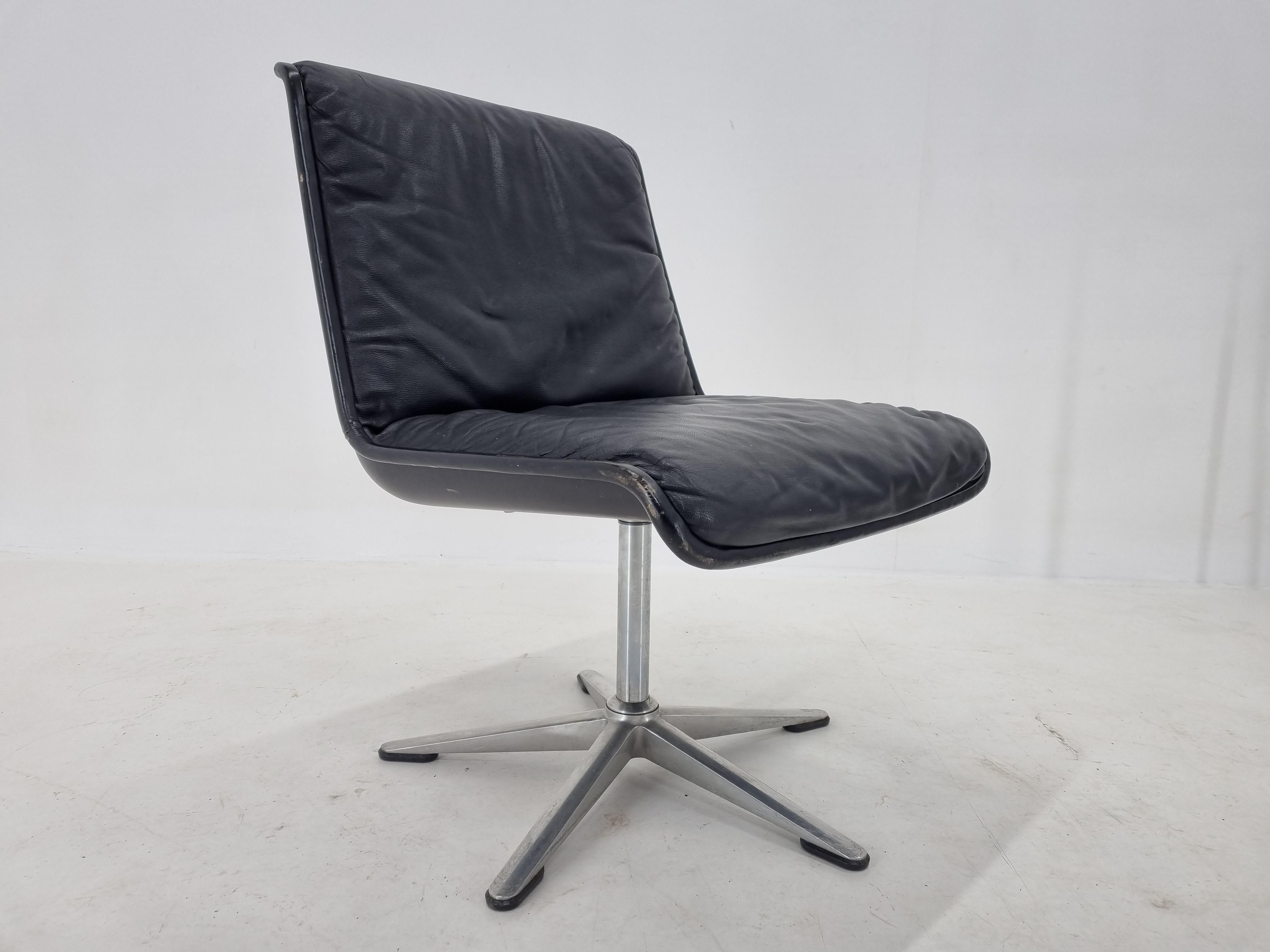 Mid Century Leather Desk Chair Delta Wilkhahn, 1970s For Sale 1