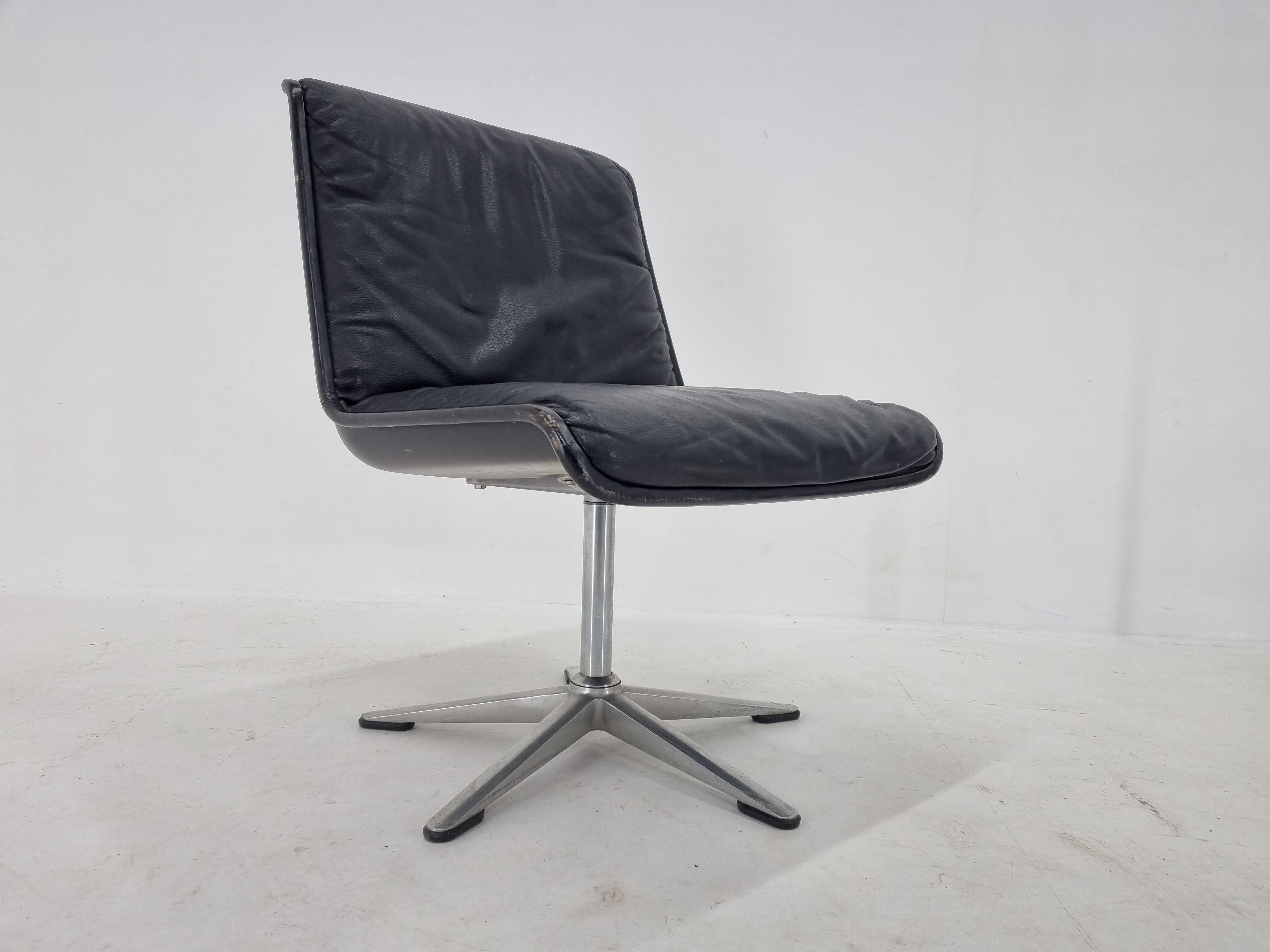 Mid Century Leather Desk Chair Delta Wilkhahn, 1970s For Sale 4