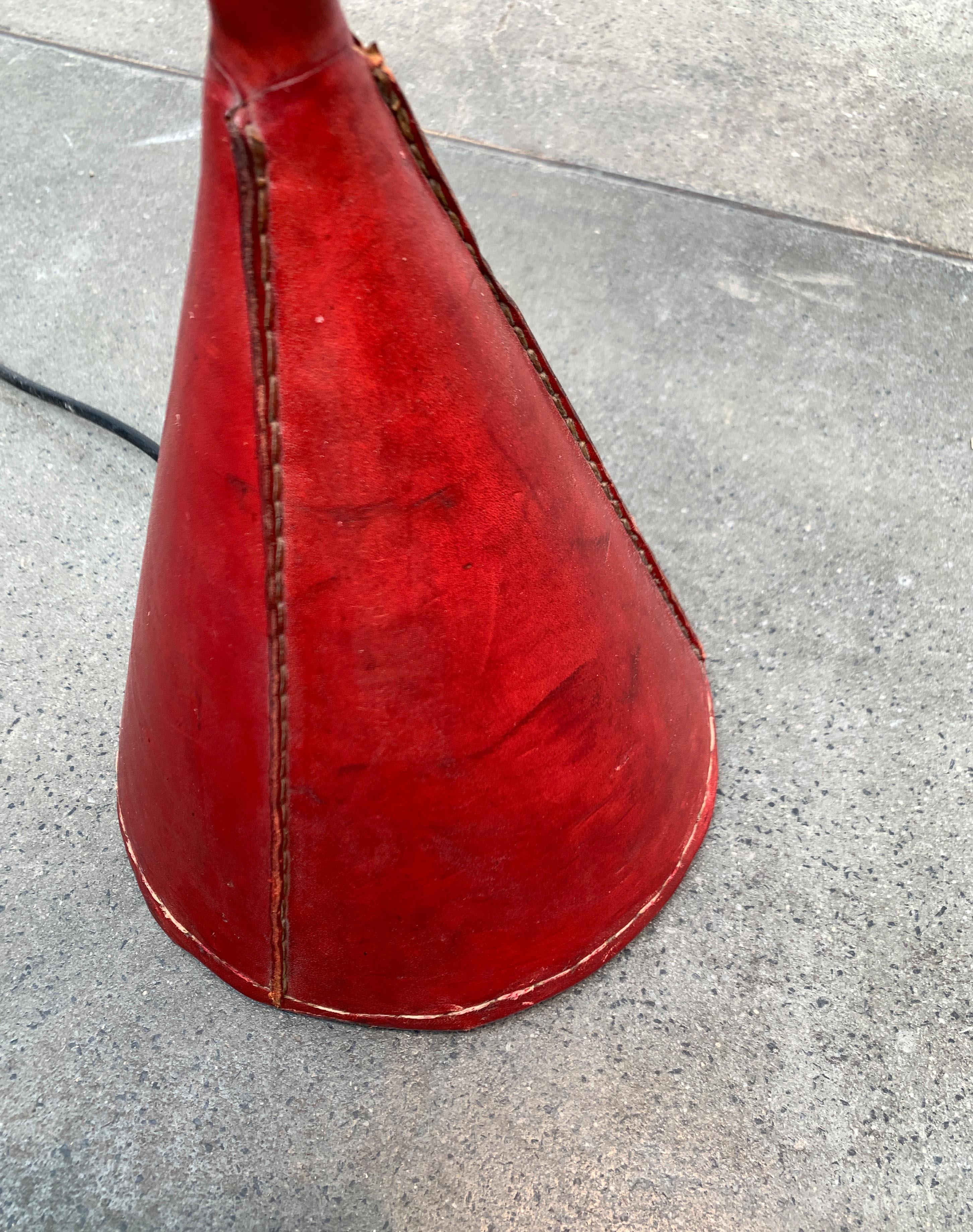Lampadaire en cuir du milieu du siècle dans le style de Jacques Adnet pour Valenti, Espagne en vente 7