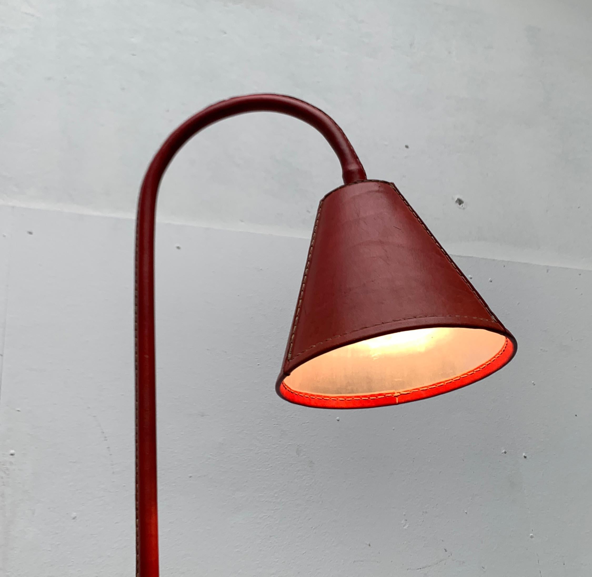 Lampadaire en cuir du milieu du siècle dans le style de Jacques Adnet pour Valenti, Espagne en vente 11
