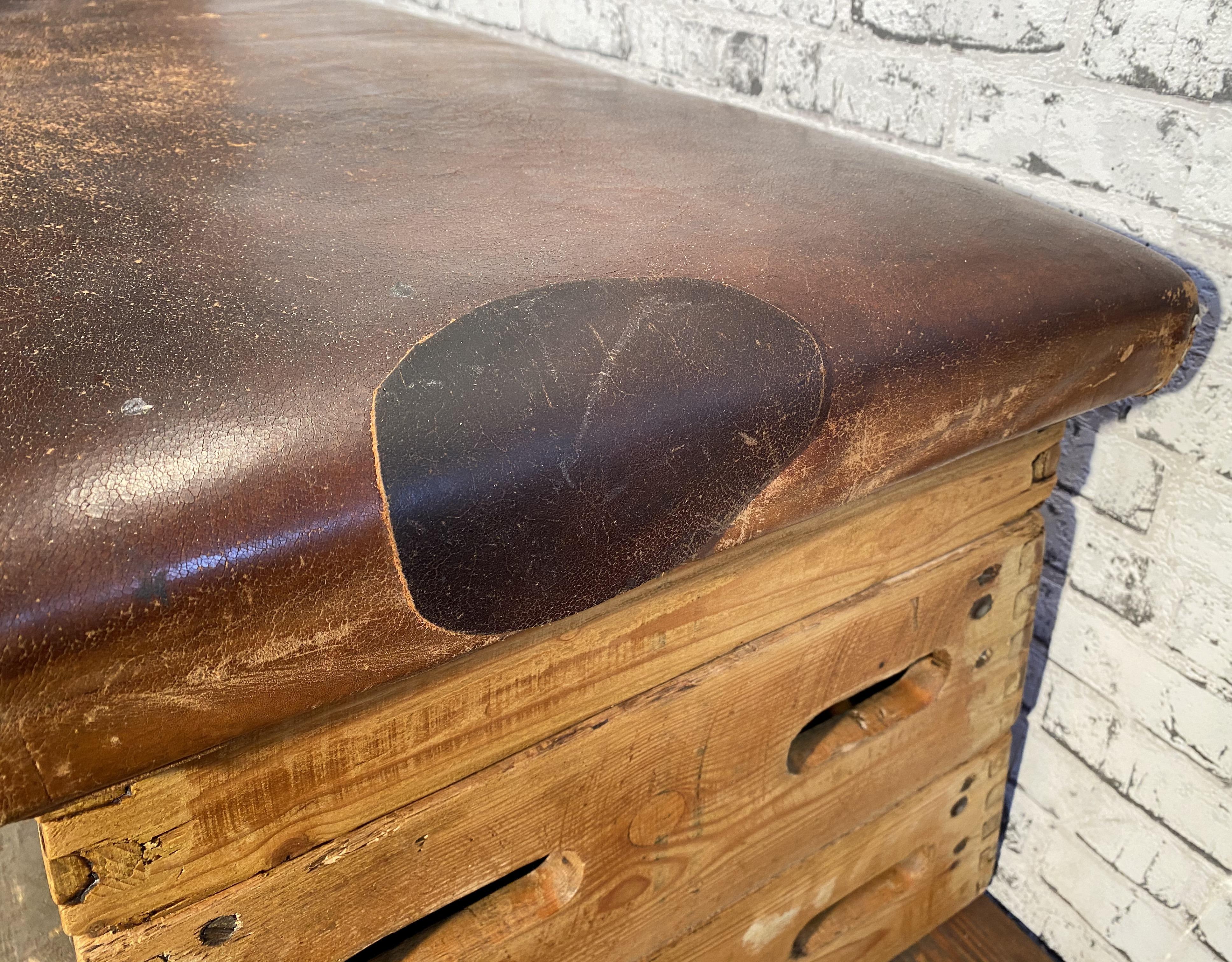 20th Century Midcentury Leather Gym Bench, 1950s