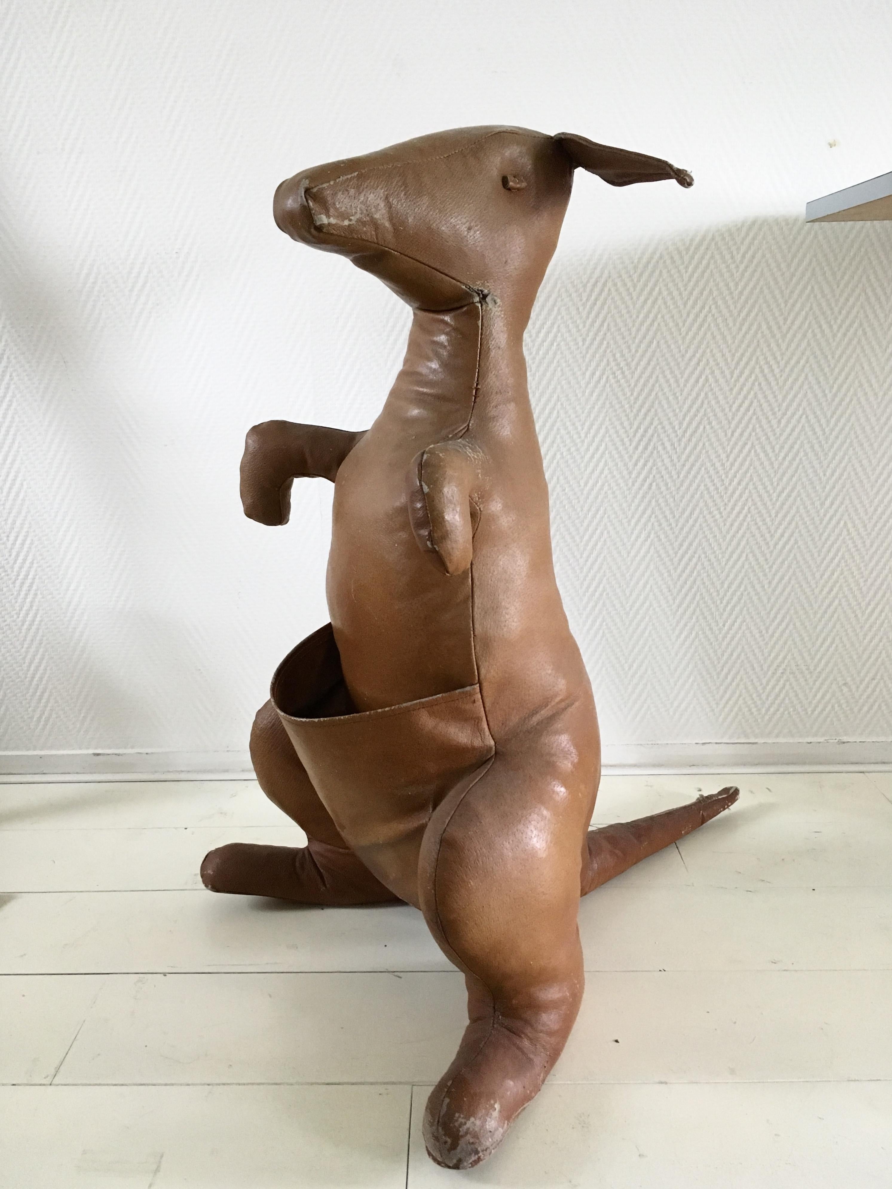 Midcentury Leather Kangaroo, Magazine Holder, by Dimitry Omersa 1