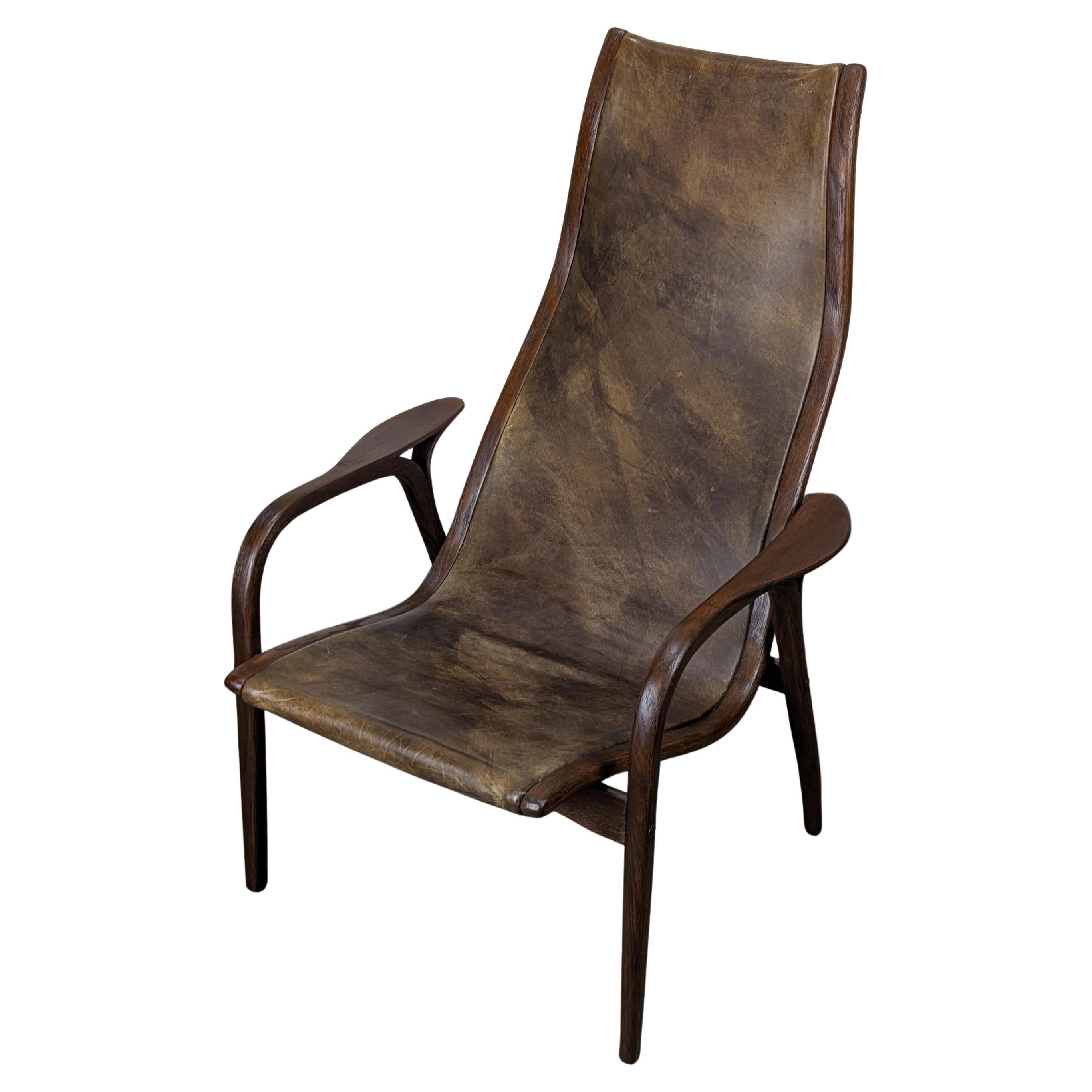 Mid Century Leather Lamino Lounge Chair by Yngve Ekström for Swedese, c.1970s