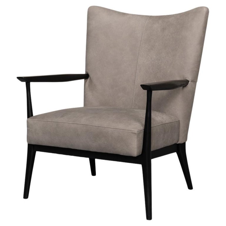 Mid Century Leather Lounge Chair For Sale at 1stDibs