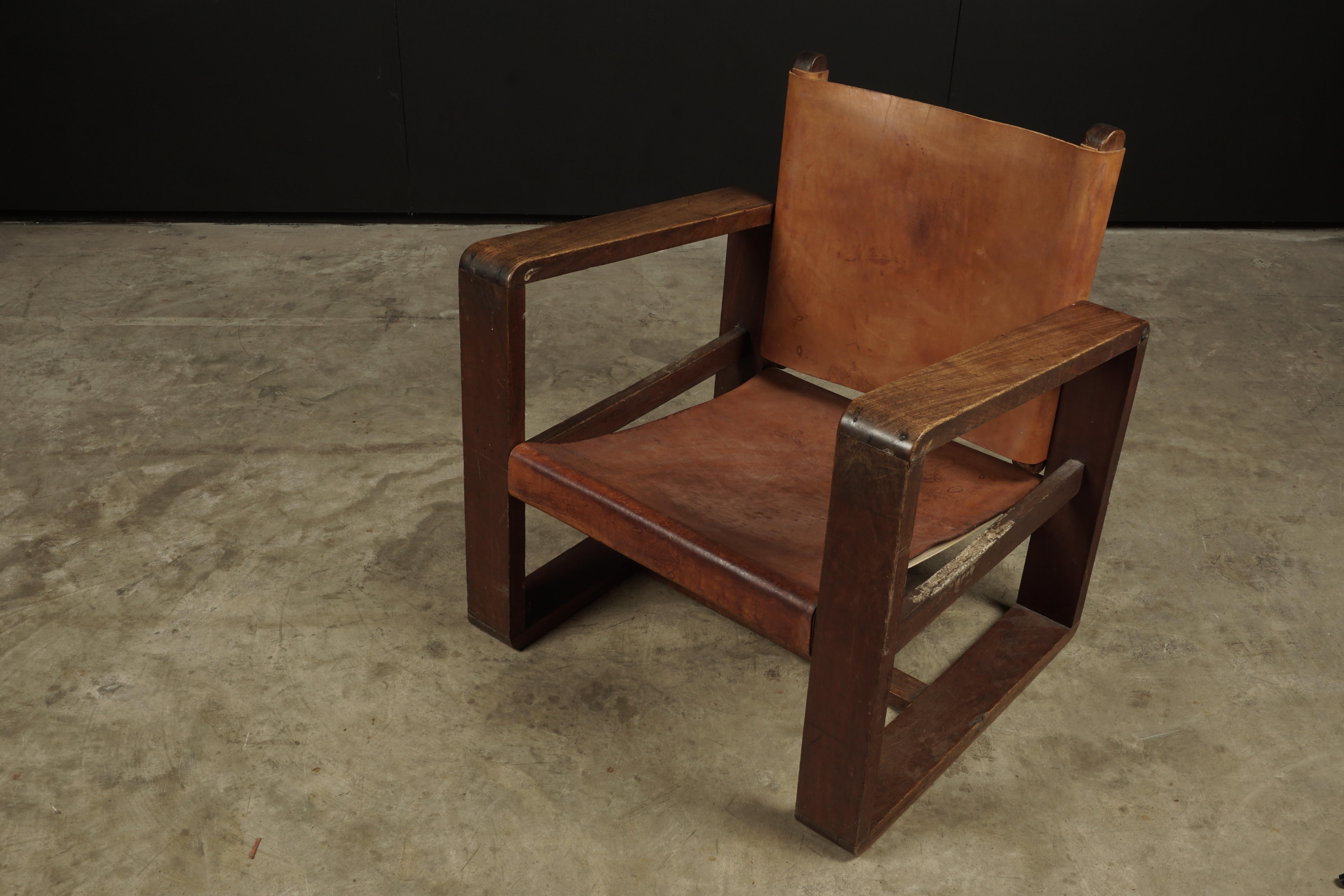 Mid-20th Century Vintage Midcentury Leather Lounge Chair from France, circa 1960