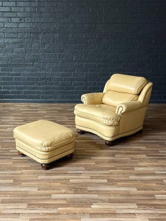 Mid-Century Leather Lounge Chair w/ Ottoman
