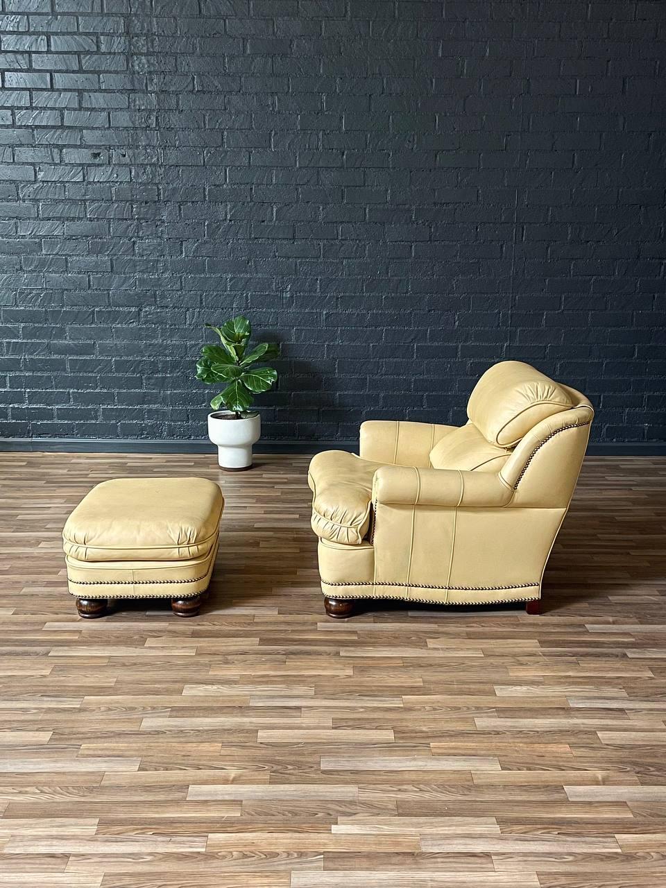 Mid-Century Modern Mid-Century Leather Lounge Chair w/ Ottoman
