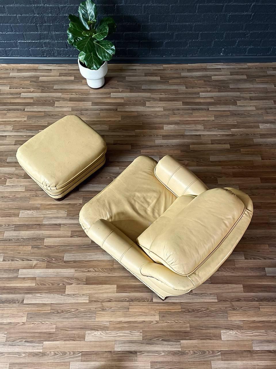 American Mid-Century Leather Lounge Chair w/ Ottoman