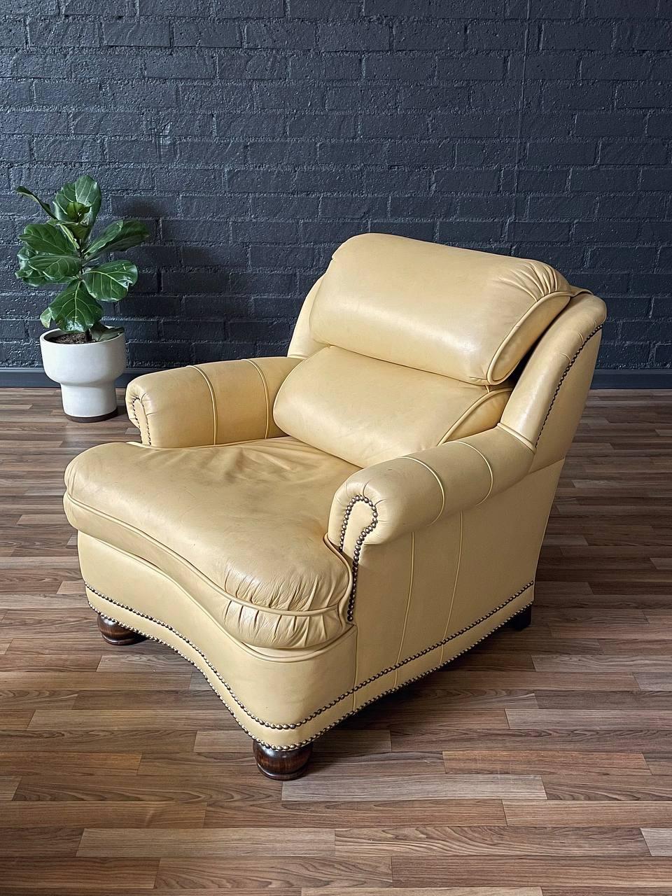 Mid-20th Century Mid-Century Leather Lounge Chair w/ Ottoman