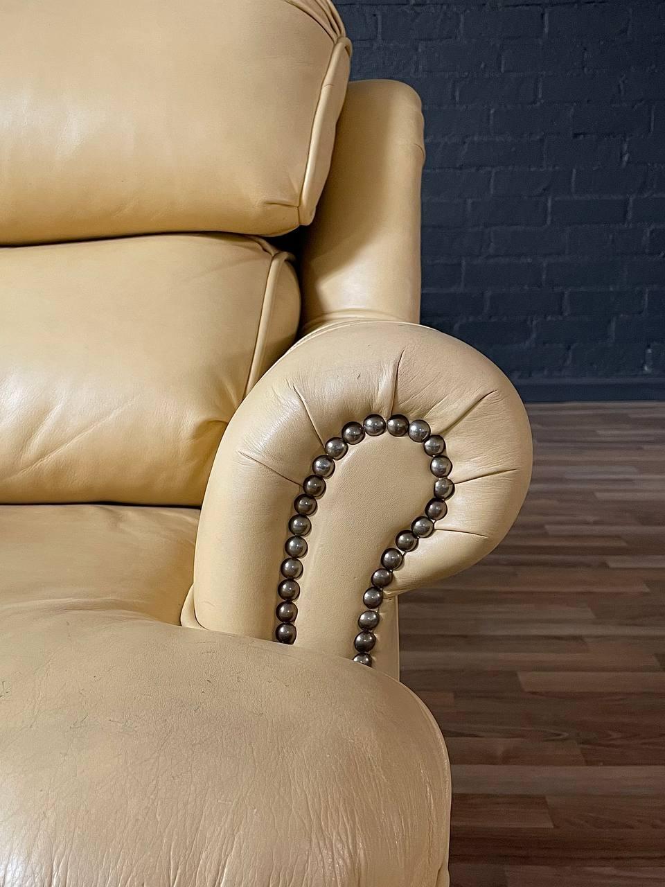 Mid-Century Leather Lounge Chair w/ Ottoman 2