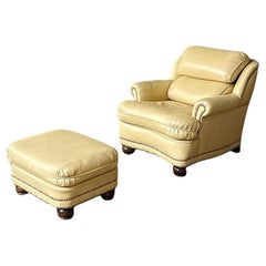 Mid-Century Leather Lounge Chair w/ Ottoman