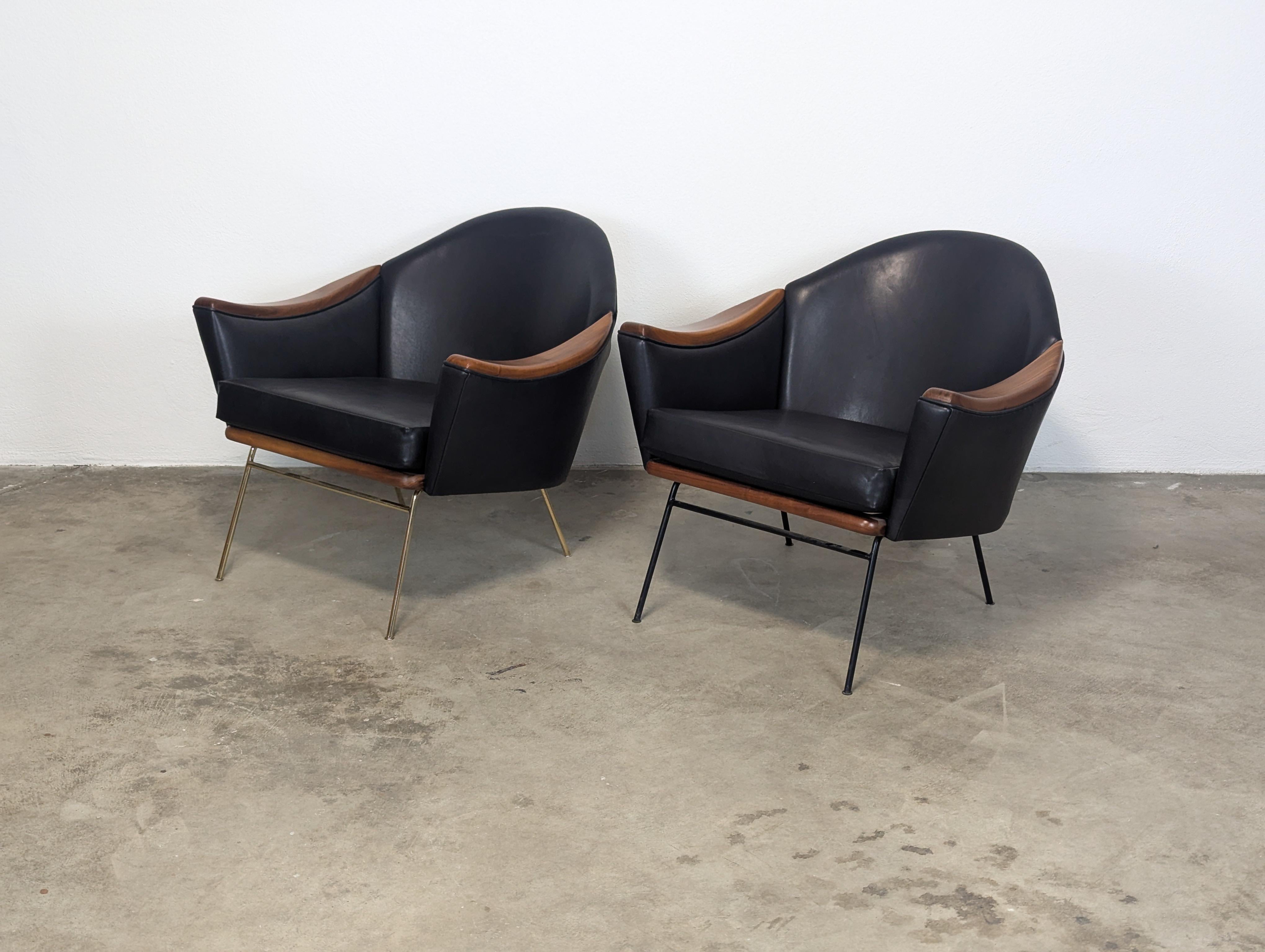 Mid Century Leather Lounge Chairs Adrian Pearsall for Craft Associates, c1960s For Sale 4