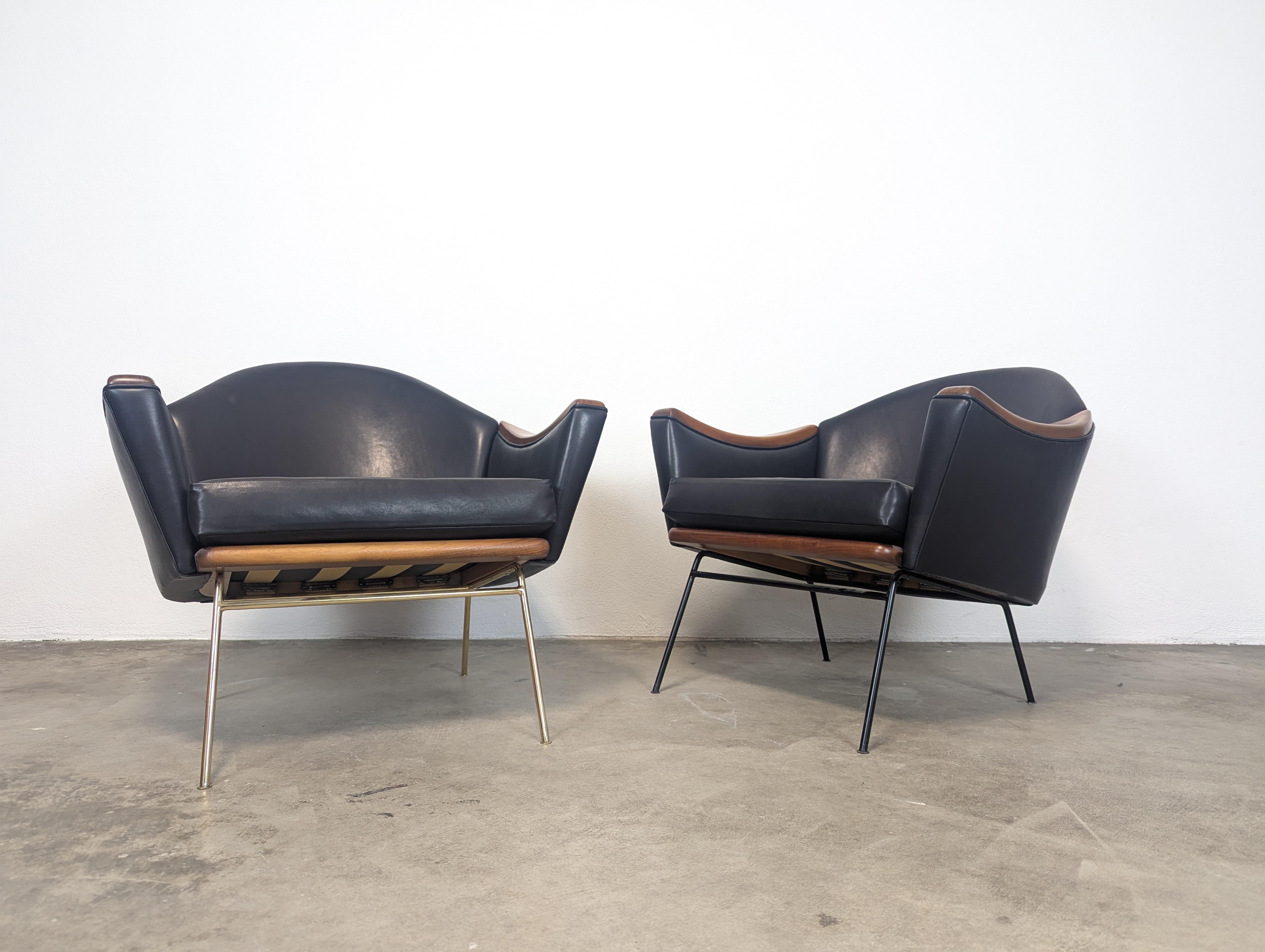 Discover the timeless elegance of these Mid-Century Modern lounge chairs, expertly designed by the iconic Adrian Pearsall for Craft Associates, Model #1806-C. Renowned for his architectural flair and innovative designs, Pearsall has left an