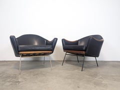 Mid Century Leather Lounge Chairs Adrian Pearsall for Craft Associates, c1960s