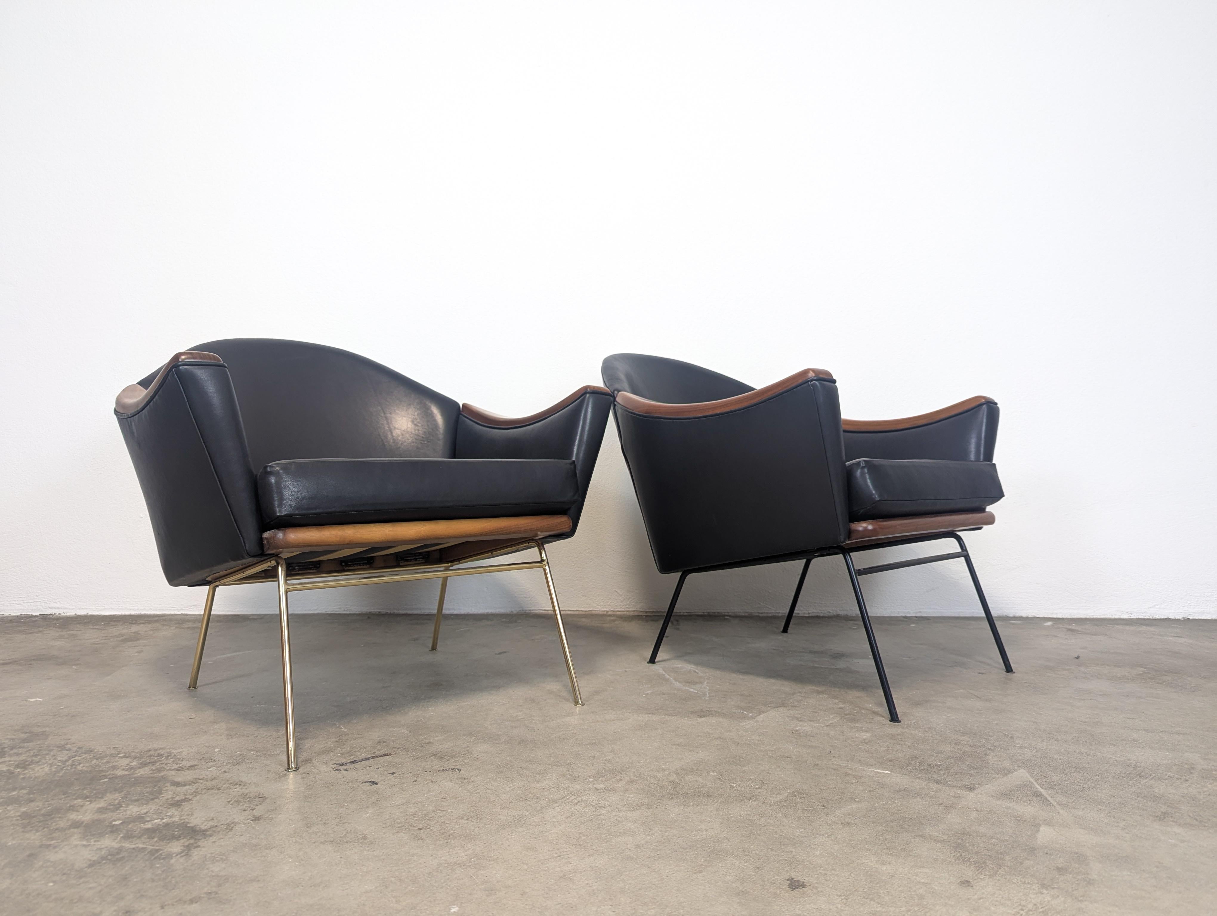 Mid-Century Modern Mid Century Leather Lounge Chairs Adrian Pearsall for Craft Associates, c1960s For Sale