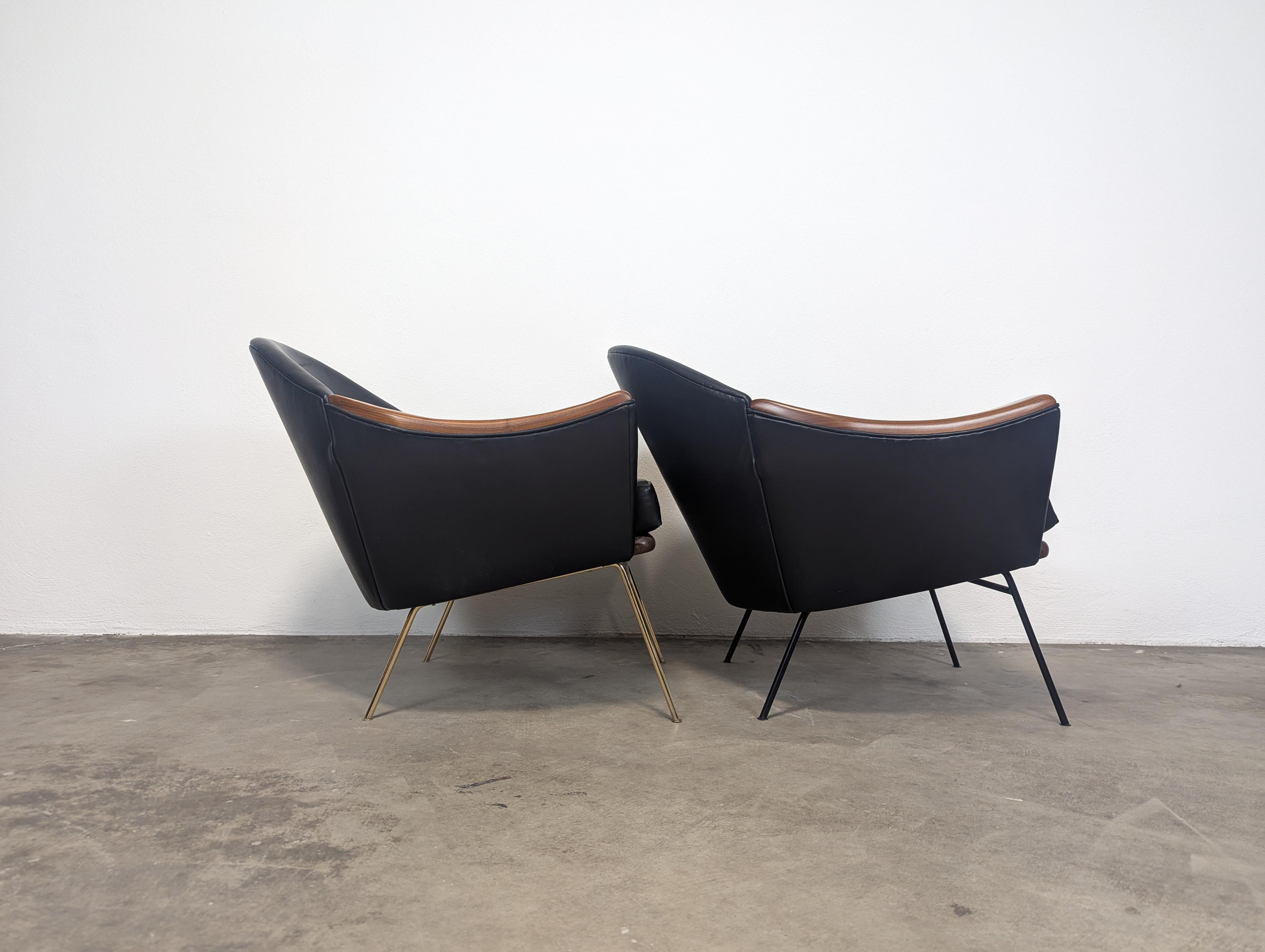 American Mid Century Leather Lounge Chairs Adrian Pearsall for Craft Associates, c1960s For Sale