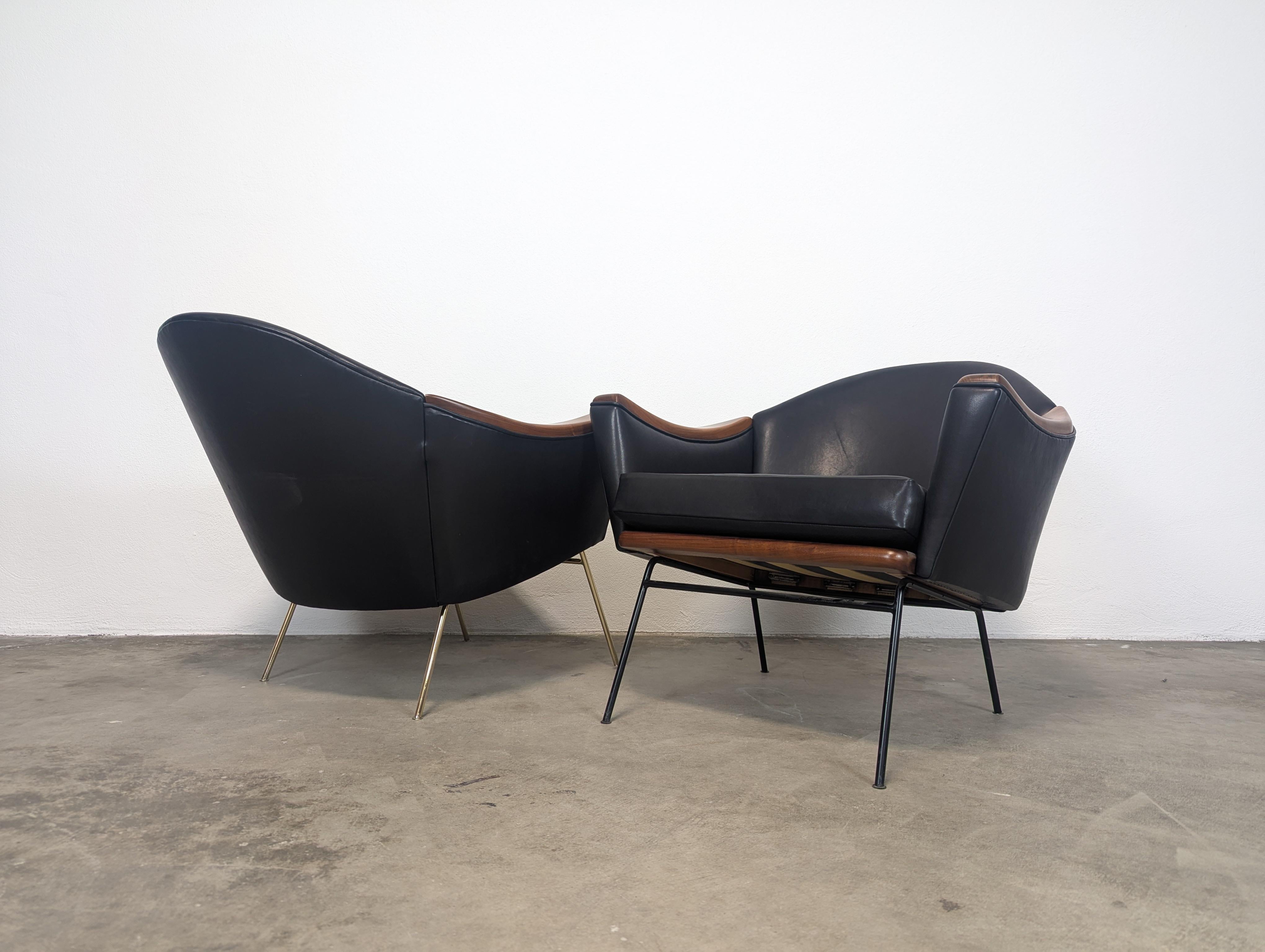 Mid Century Leather Lounge Chairs Adrian Pearsall for Craft Associates, c1960s In Excellent Condition For Sale In Chino Hills, CA