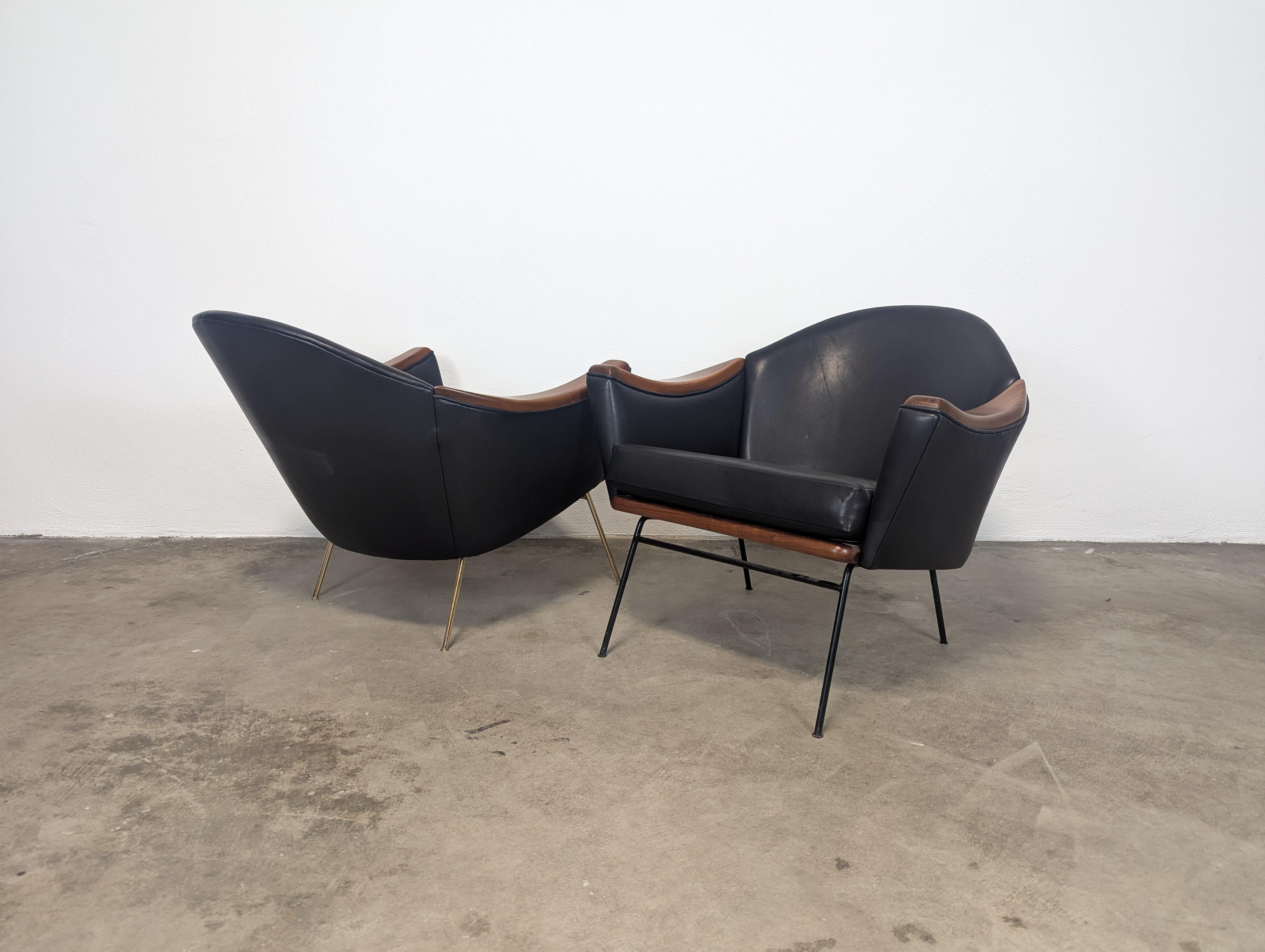 Mid-20th Century Mid Century Leather Lounge Chairs Adrian Pearsall for Craft Associates, c1960s For Sale